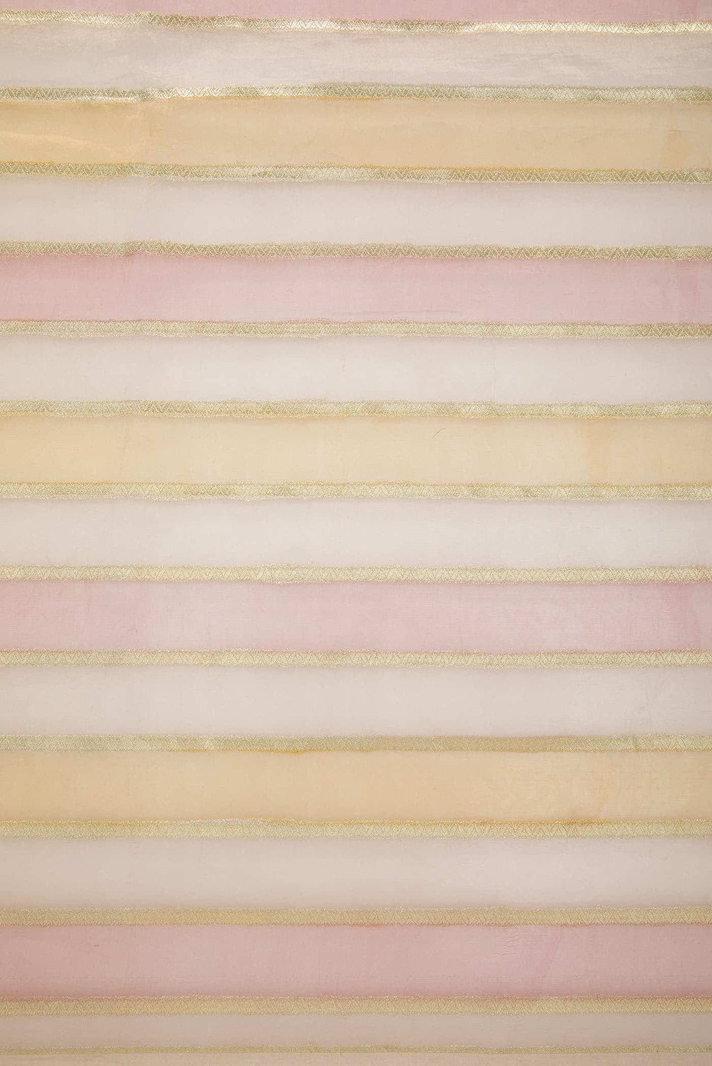 Rose Gold and Sandal Organza Silk Dress Material