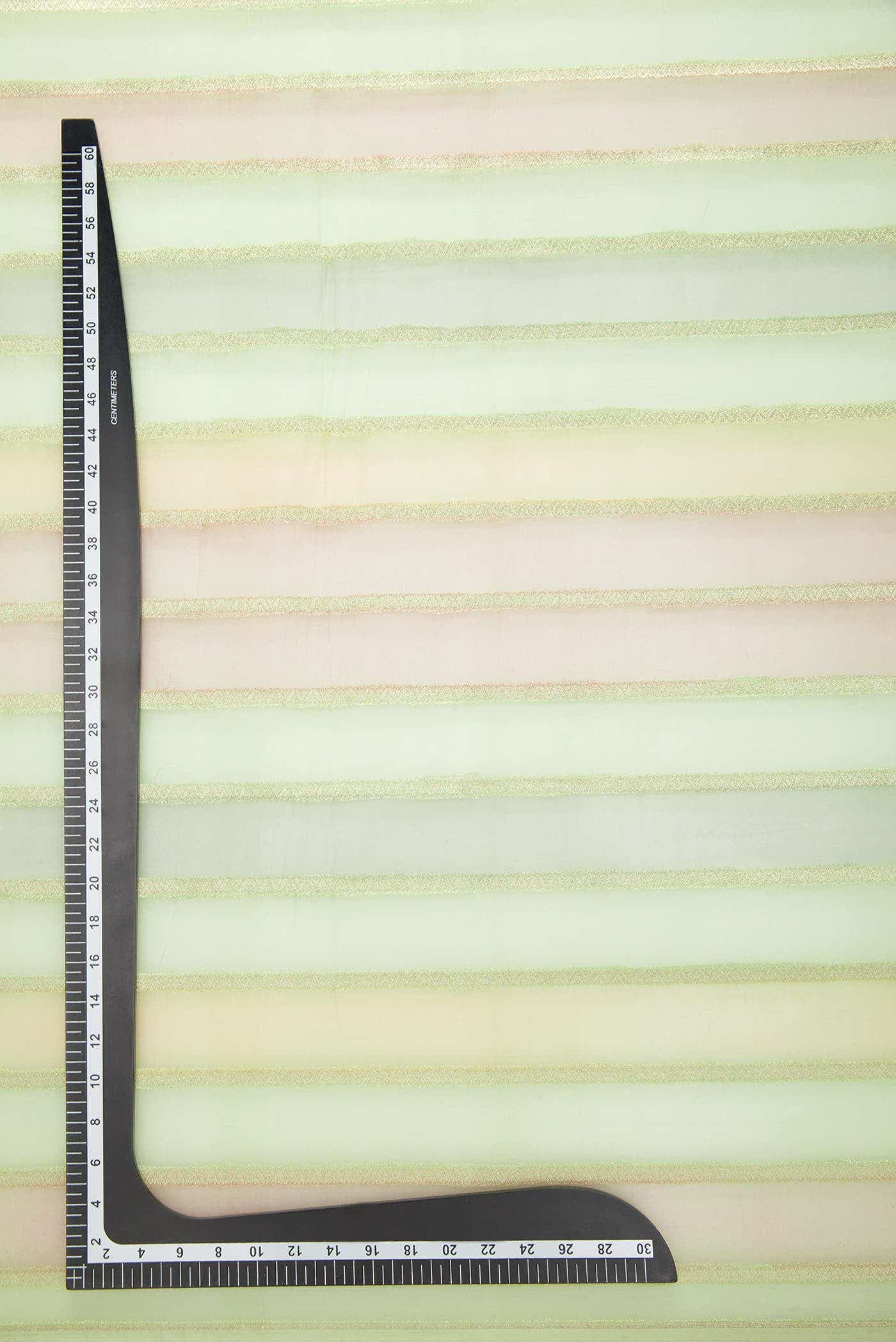 Green, Orange and Lavender Organza Silk Dress Material