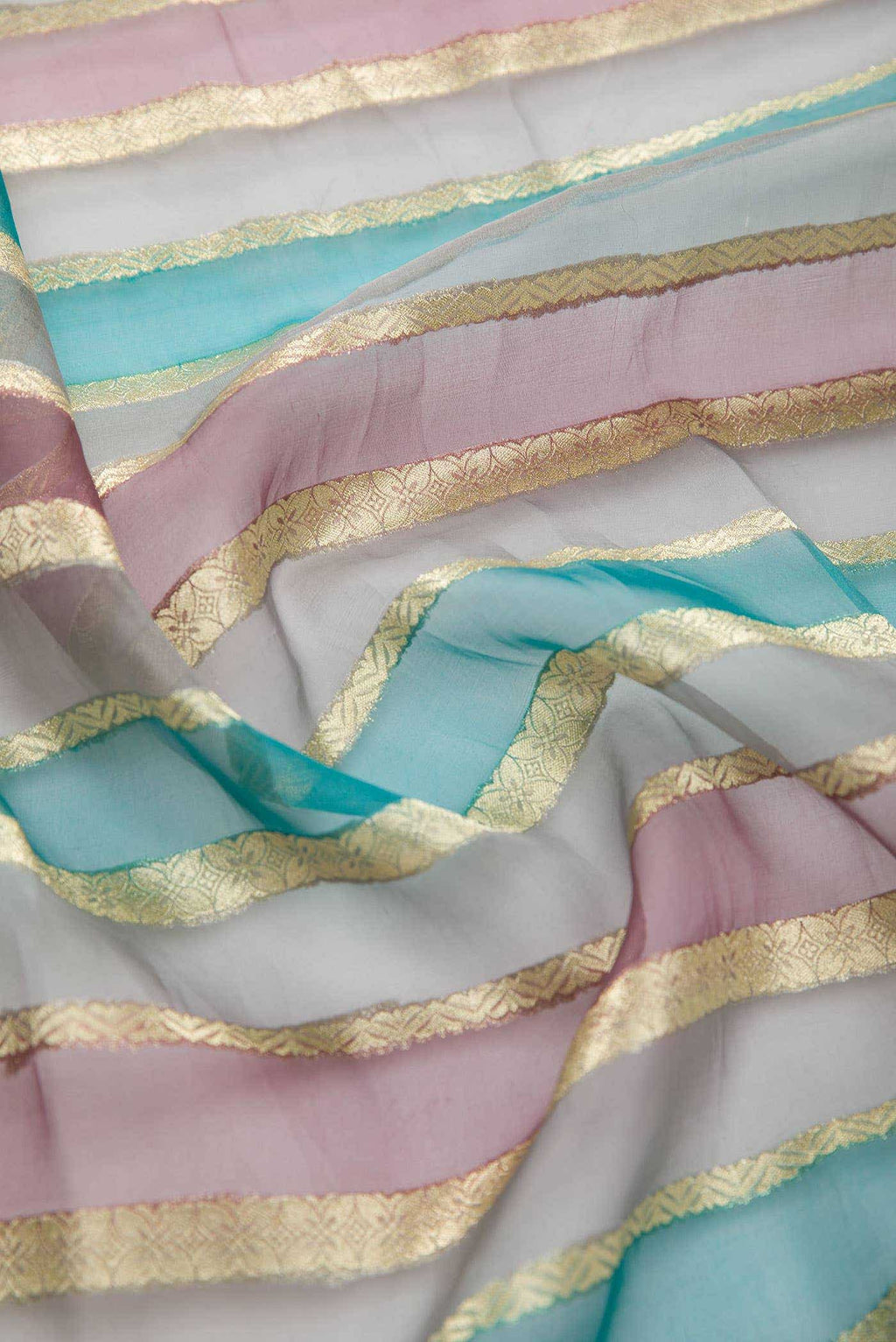 Lavender,Blue and Purple Organza Silk Dress Material