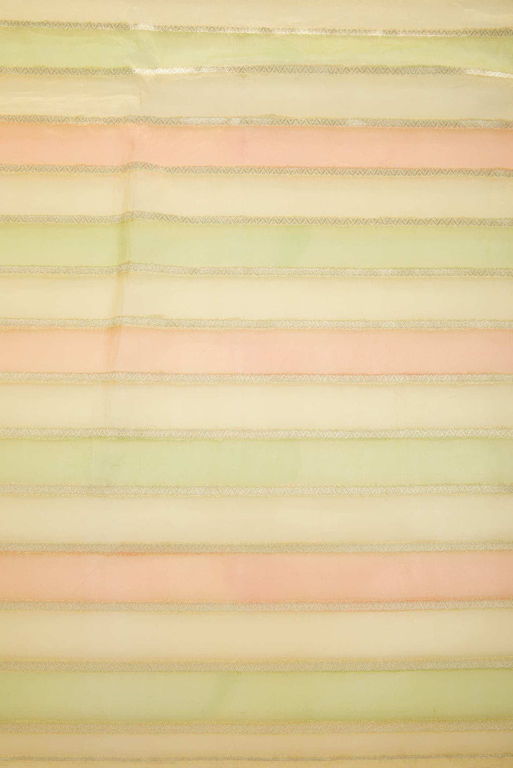 Orange and Green Organza Silk Dress Material