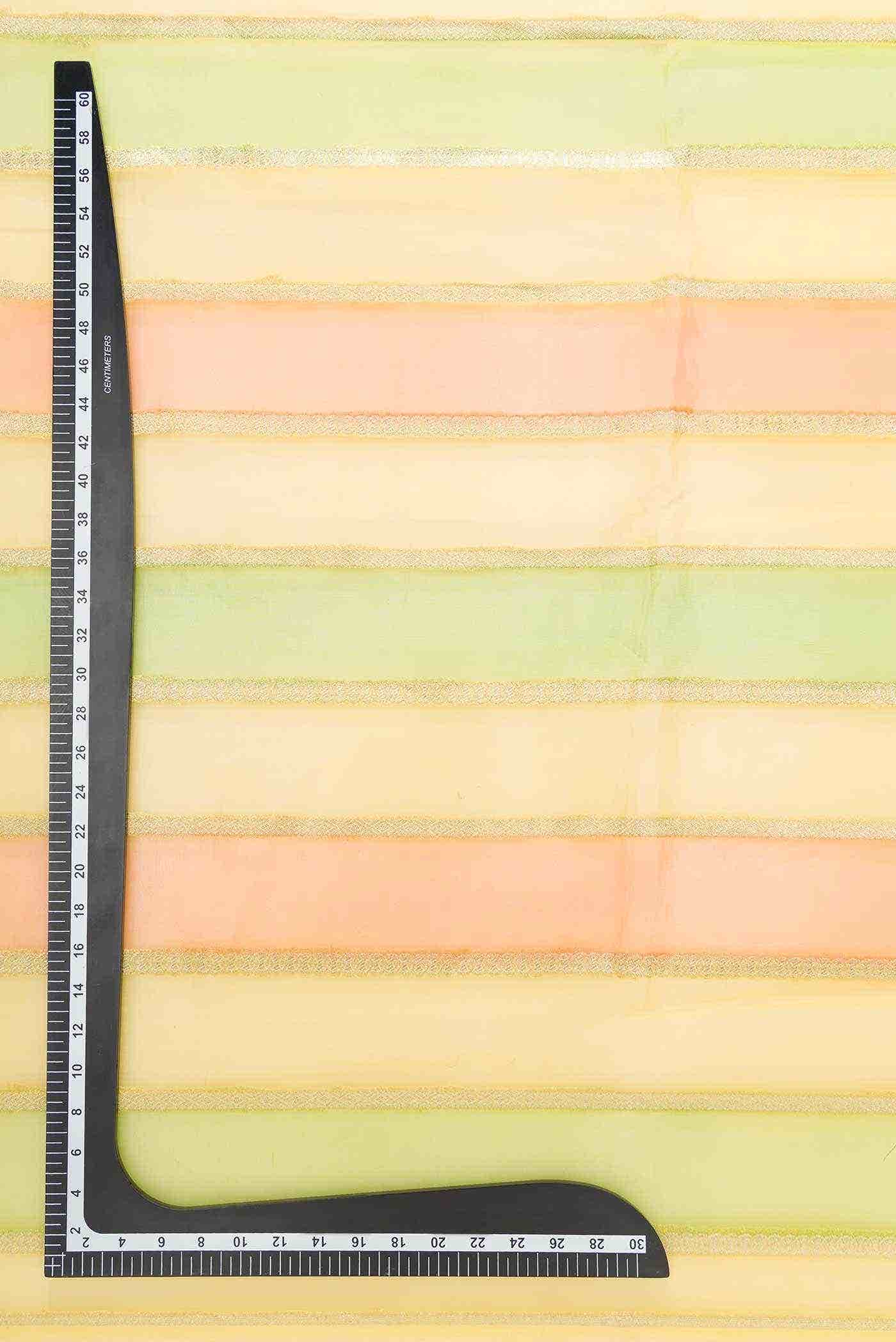 Yellow Green and Orange Organza Silk Dress Material