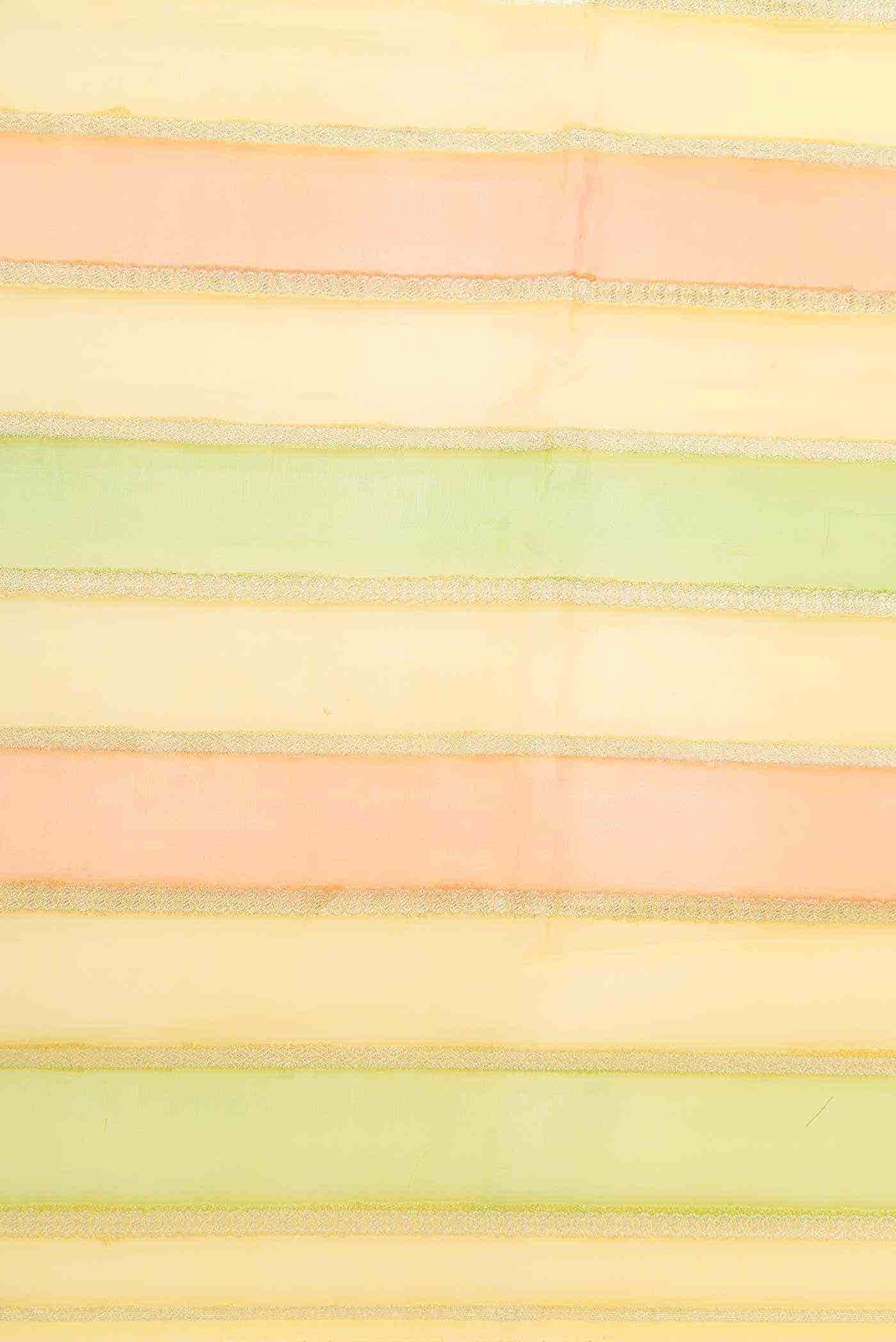 Yellow Green and Orange Organza Silk Dress Material