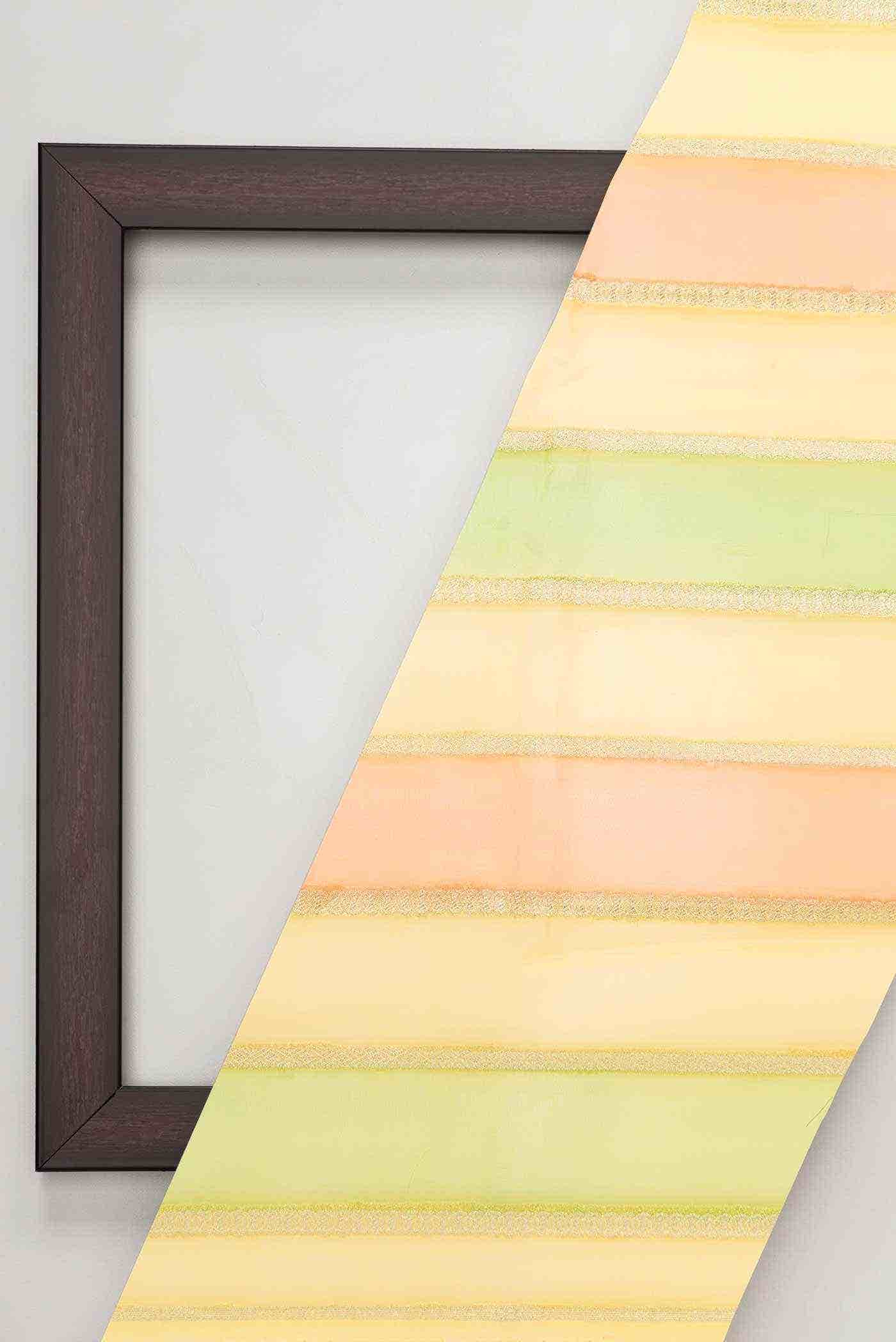 Yellow Green and Orange Organza Silk Dress Material