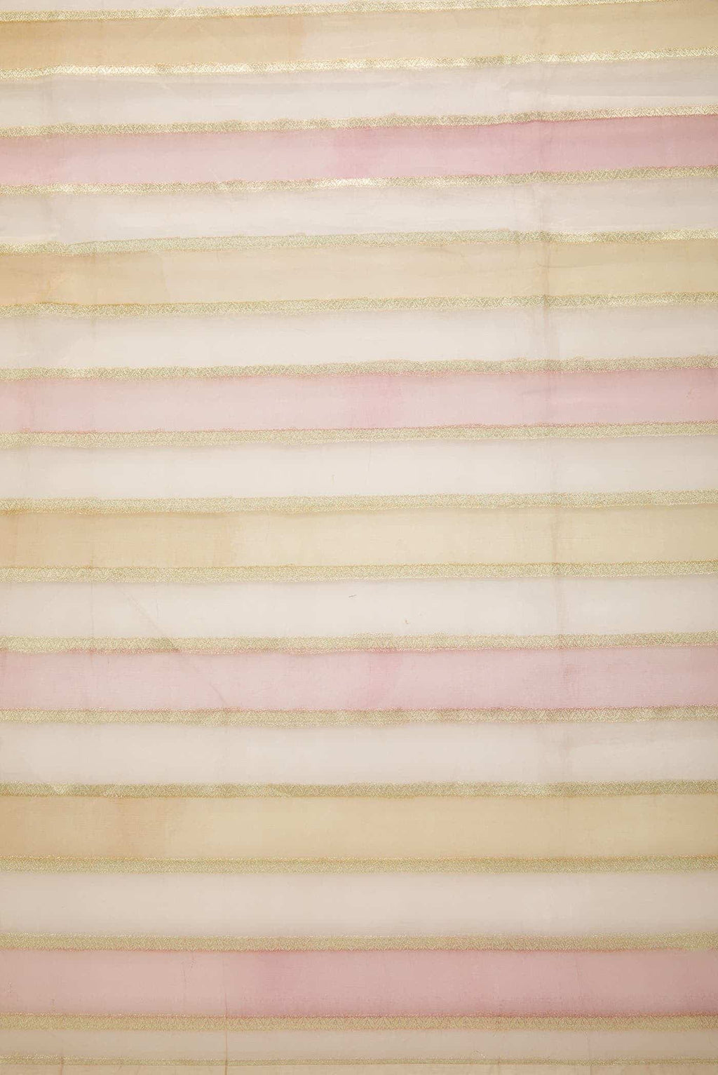 Brown and Green Organza Silk Dress Material