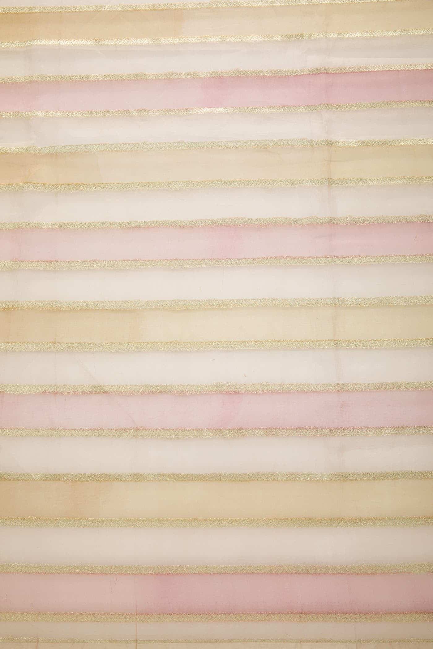 Brown and Green Organza Silk Dress Material