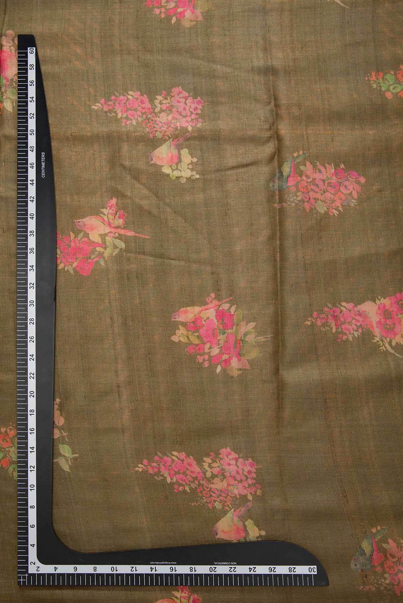 Mehandi Green Tussar Silk Dress Material