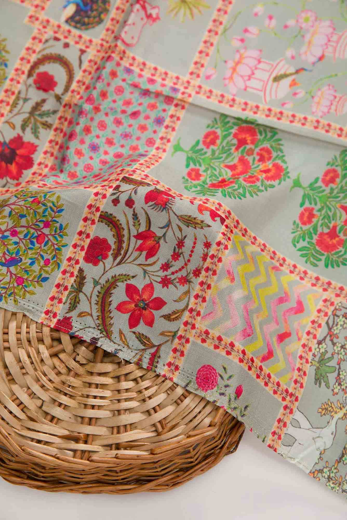 Grey Assam Silk Dress Material