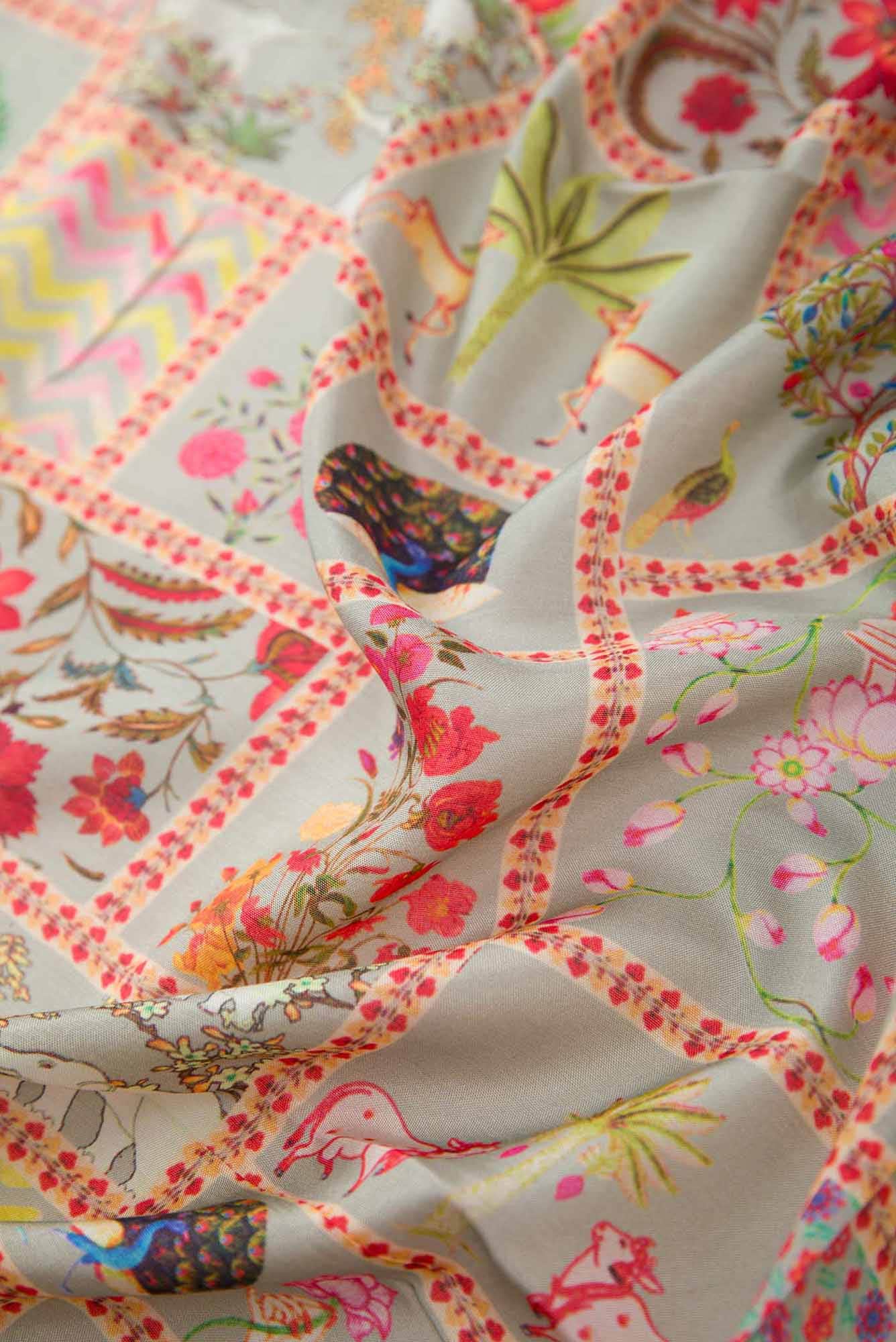 Grey Assam Silk Dress Material