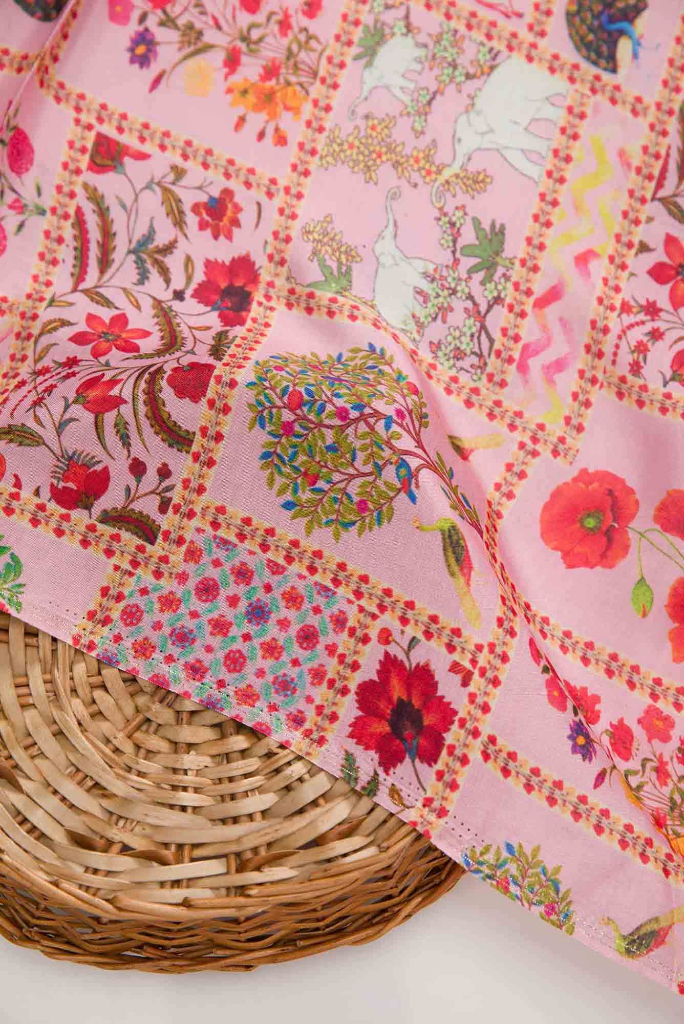 Pink Assam Silk Dress Material