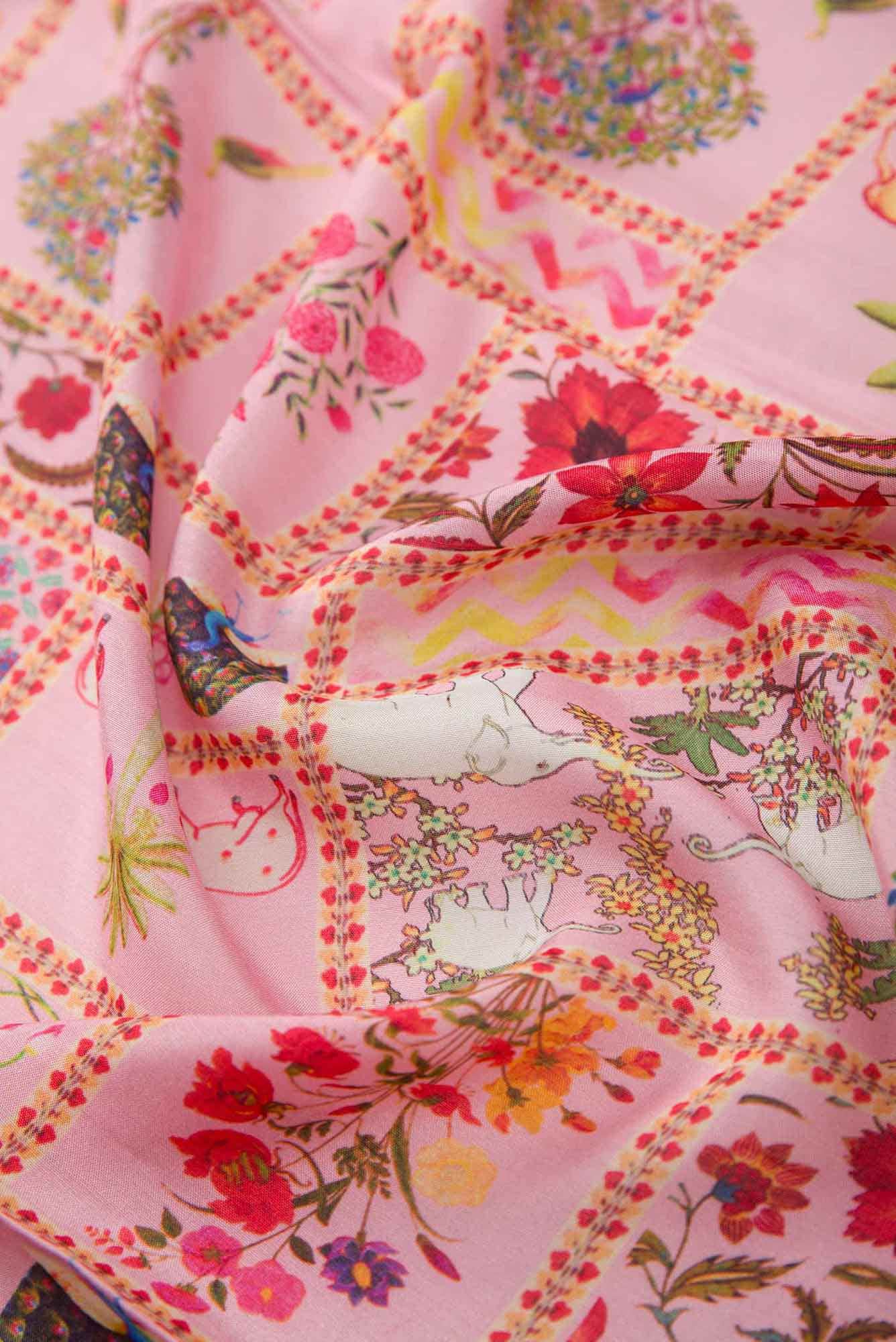 Pink Assam Silk Dress Material