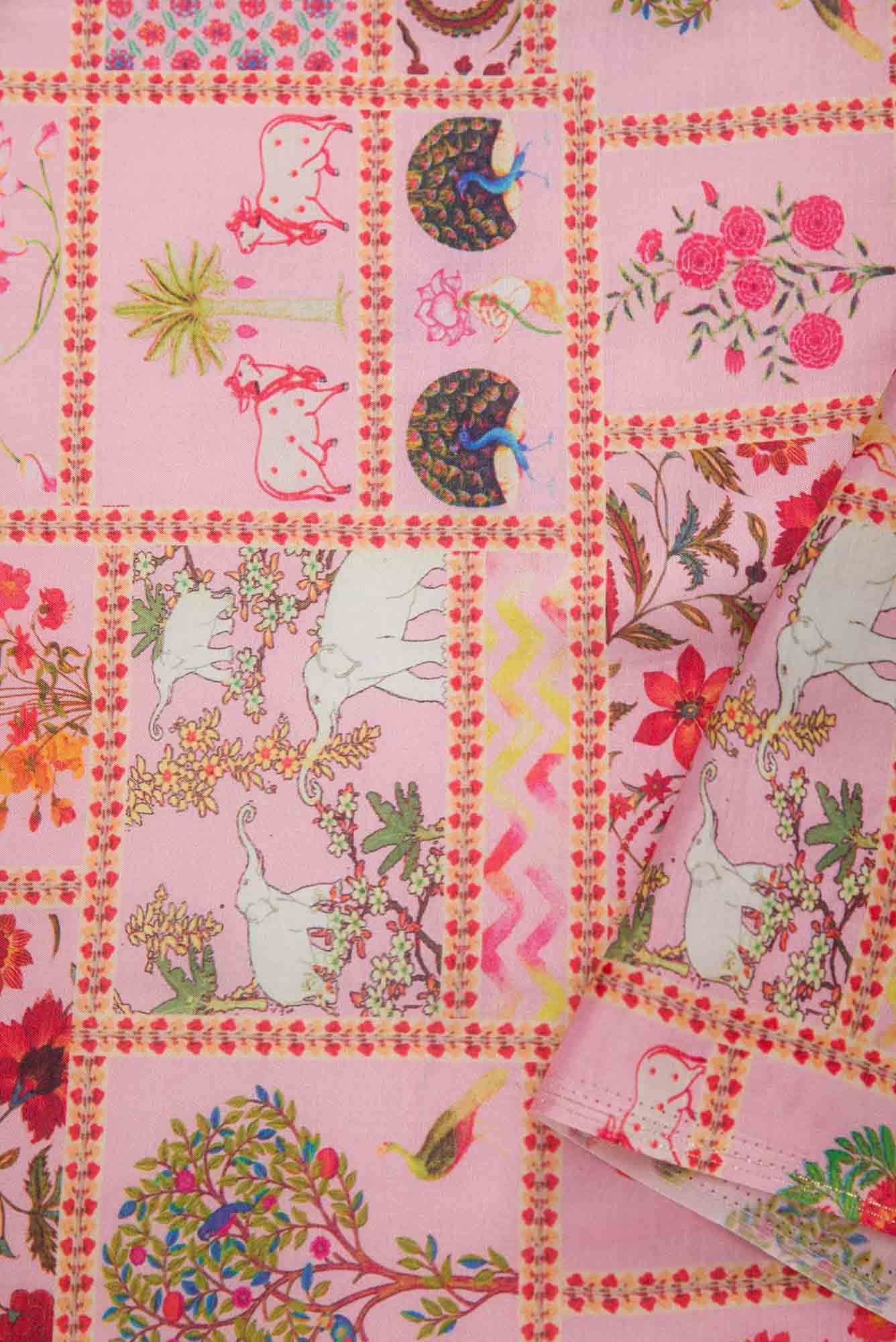 Pink Assam Silk Dress Material