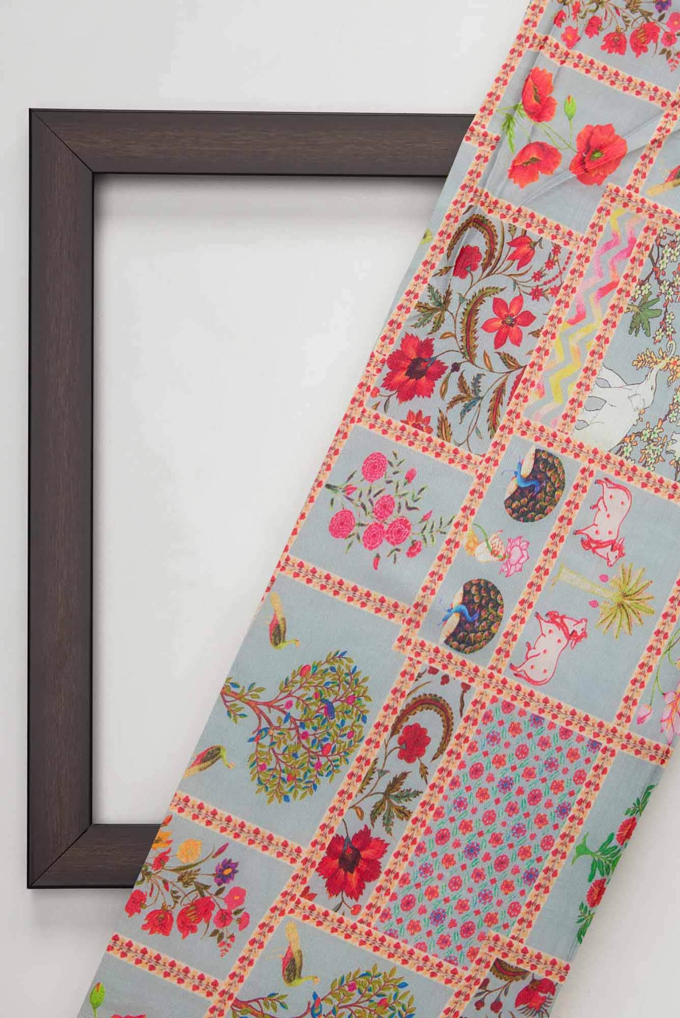 Grey Assam Silk Dress Material