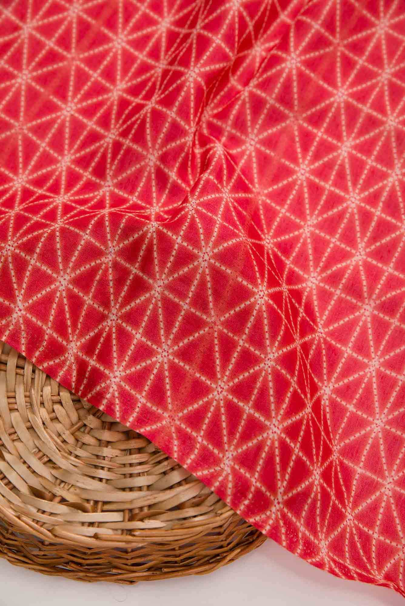 Red Chanderi Silk Dress Material