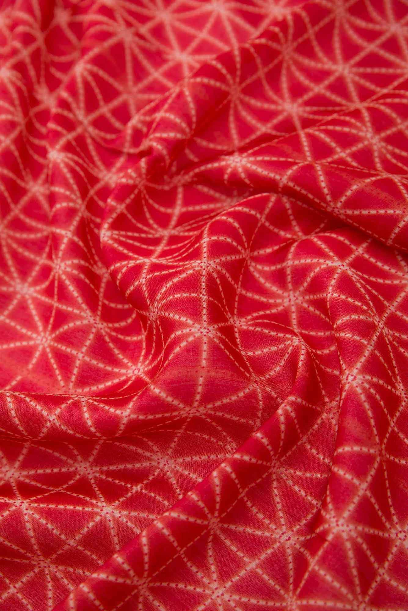 Red Chanderi Silk Dress Material