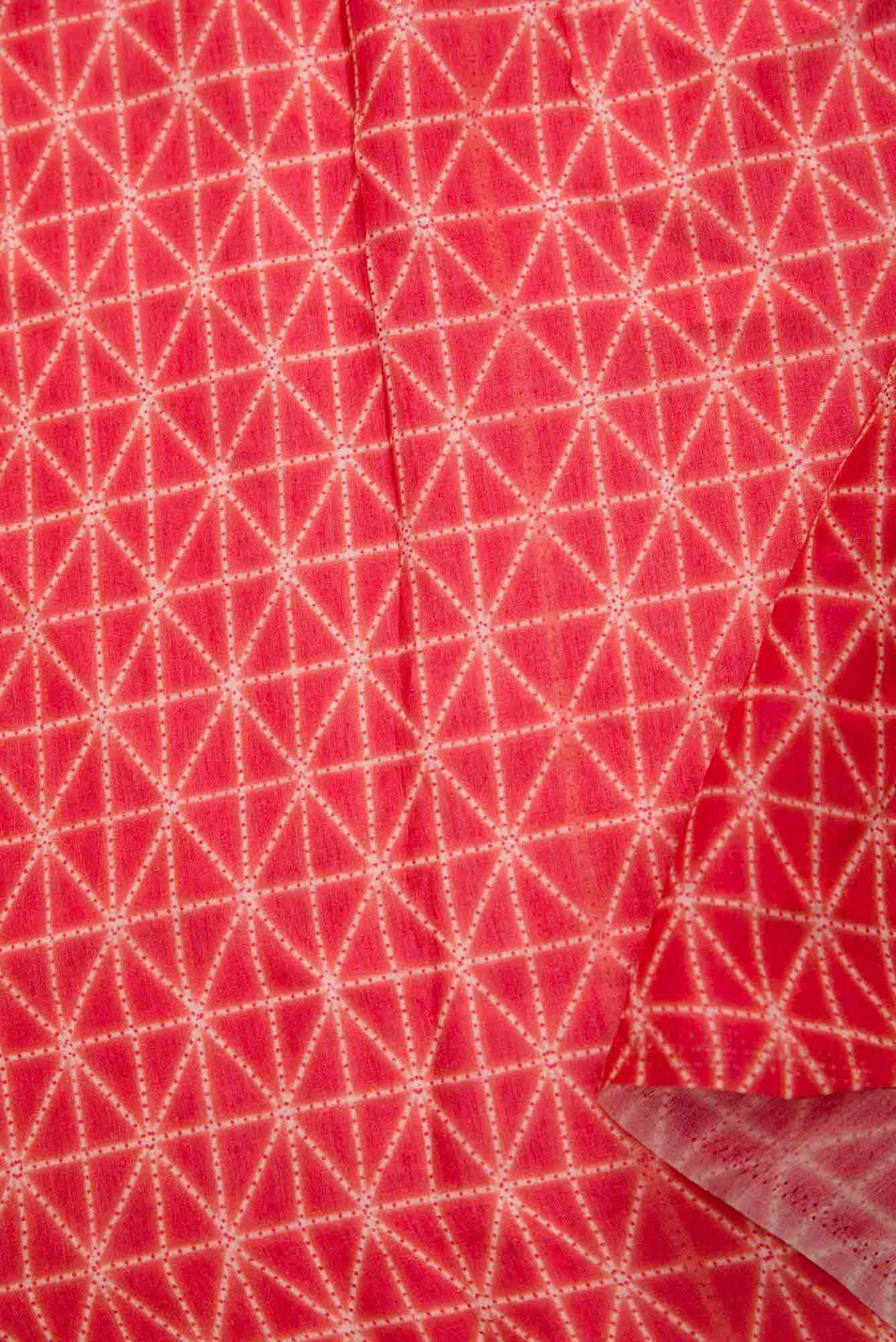 Red Chanderi Silk Dress Material