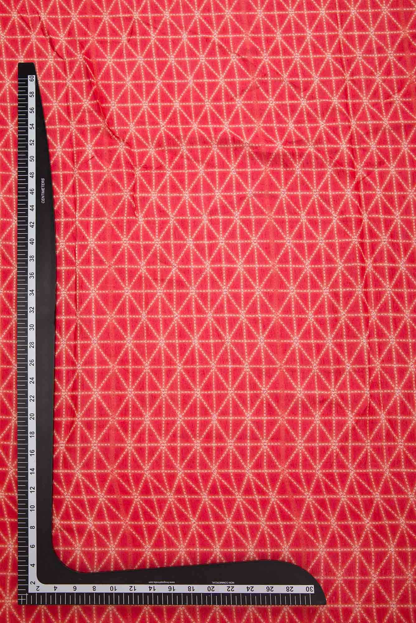 Red Chanderi Silk Dress Material