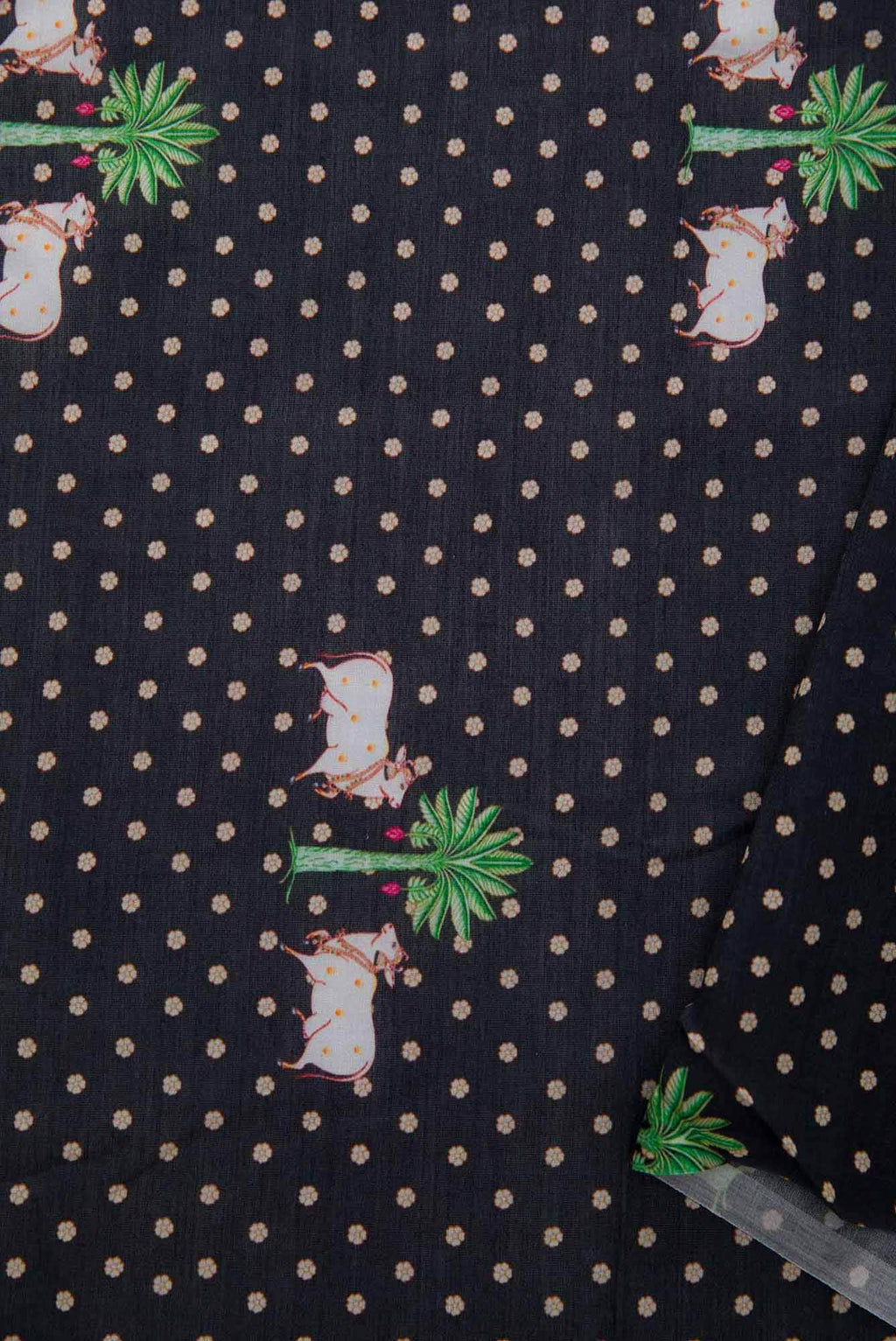 Black Chanderi Silk Dress Material