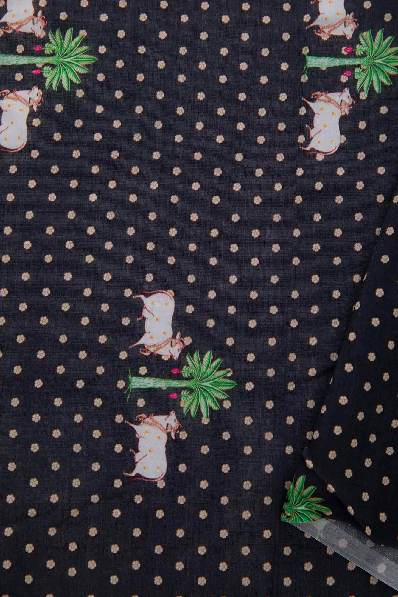 Black Chanderi Silk Dress Material
