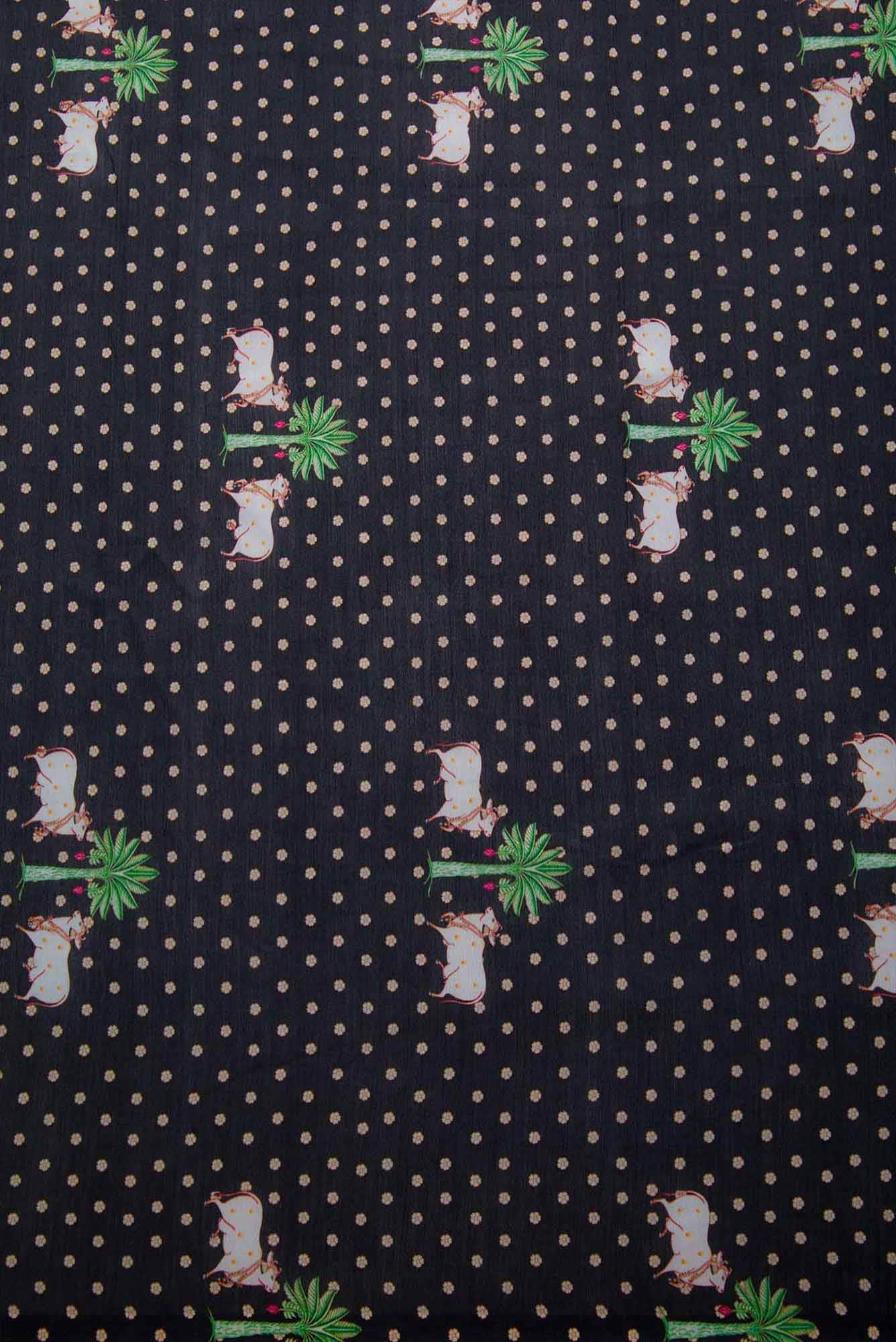 Black Chanderi Silk Dress Material