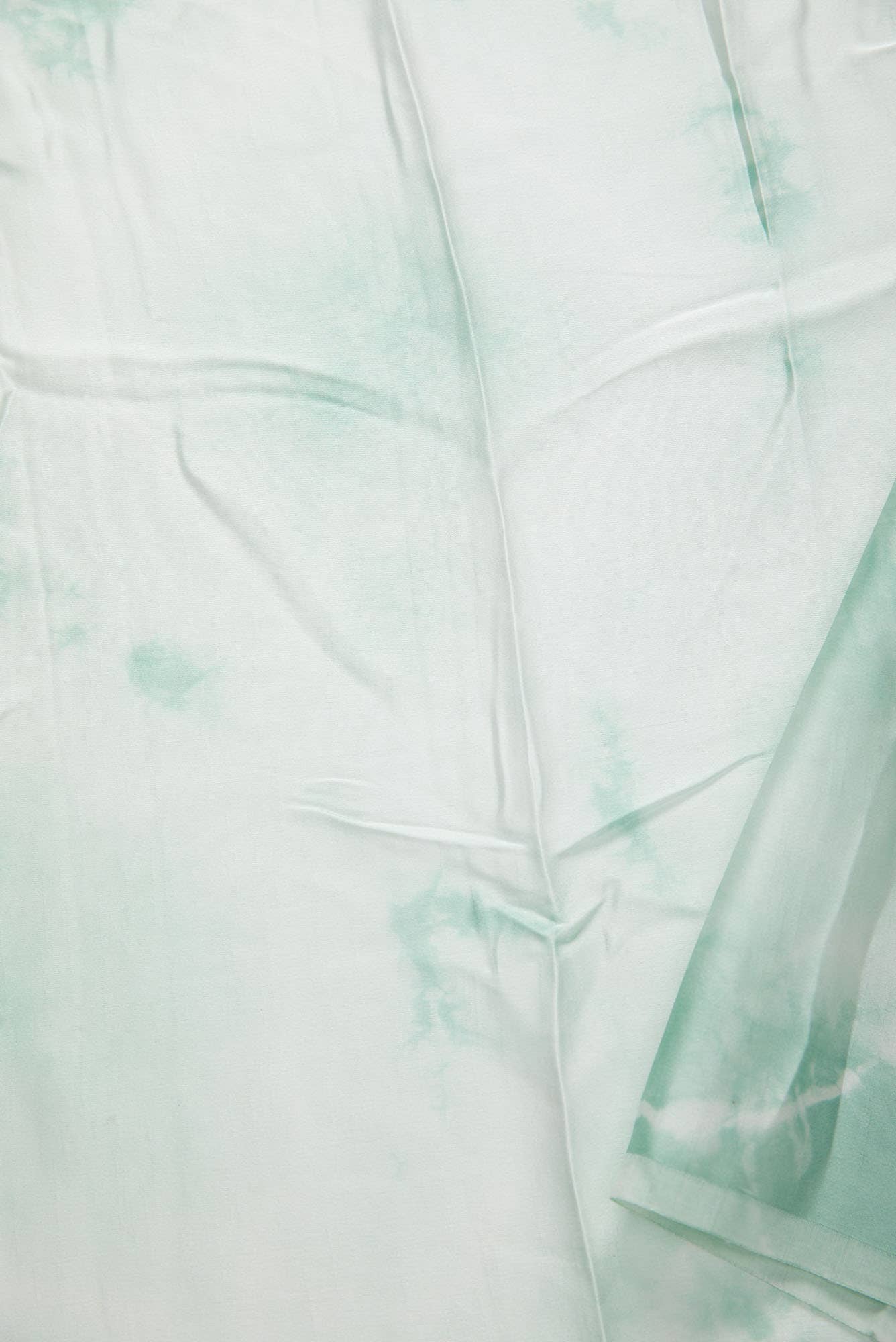 Green and Off White Linen Dress Material