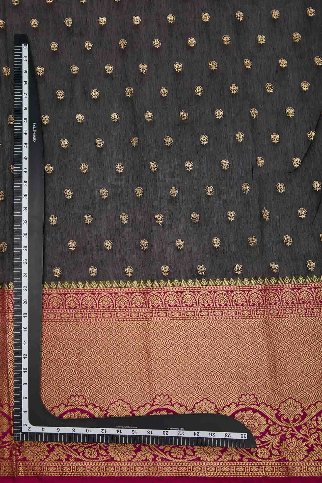 Black Chanderi Silk Dress Material