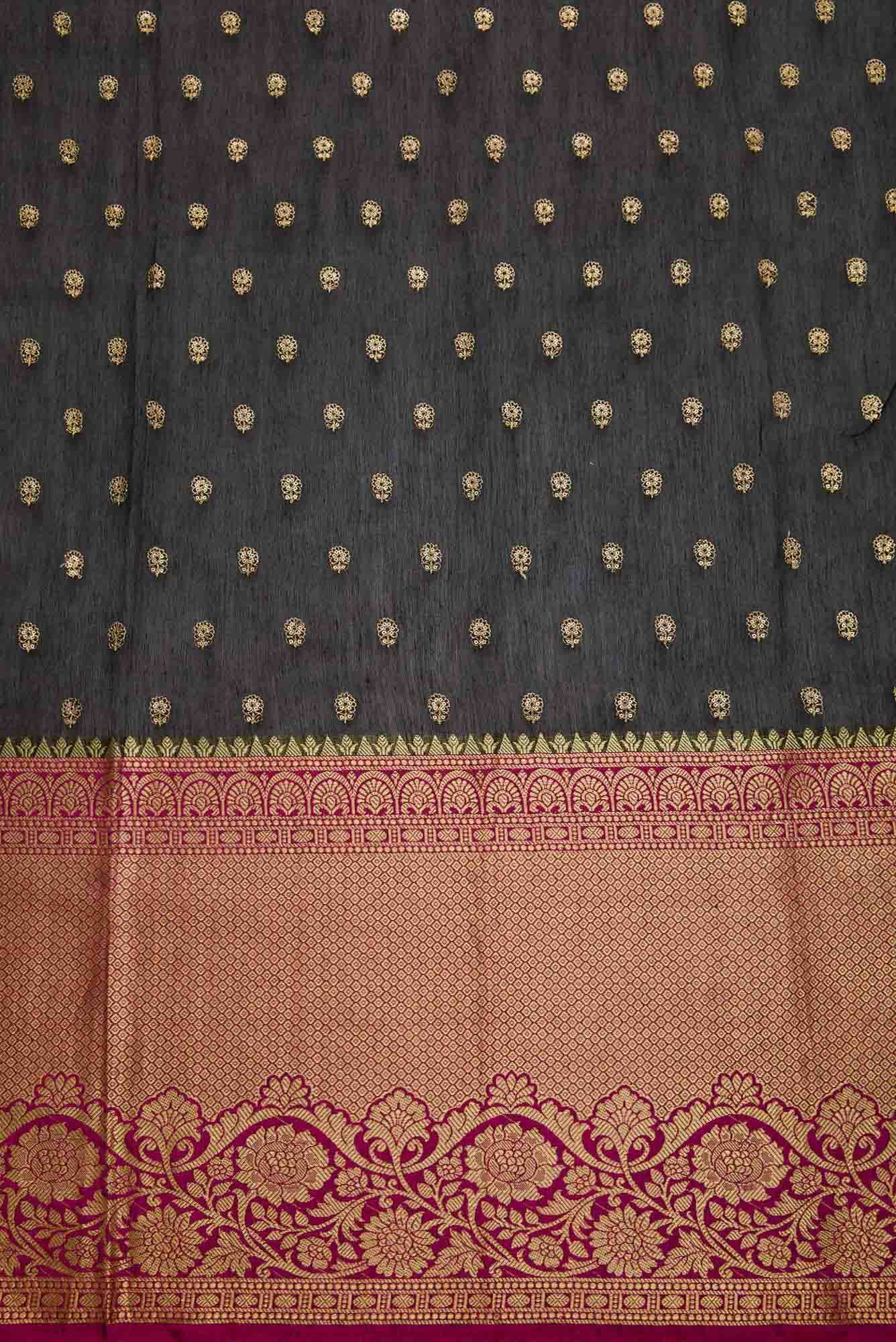 Black Chanderi Silk Dress Material