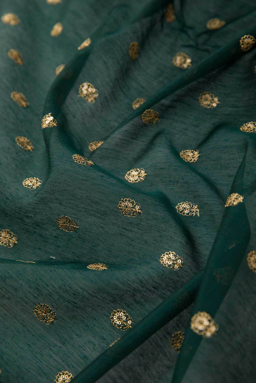 Bottle Green Chanderi Silk Dress Material