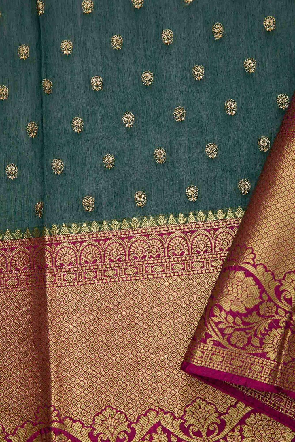 Bottle Green Chanderi Silk Dress Material