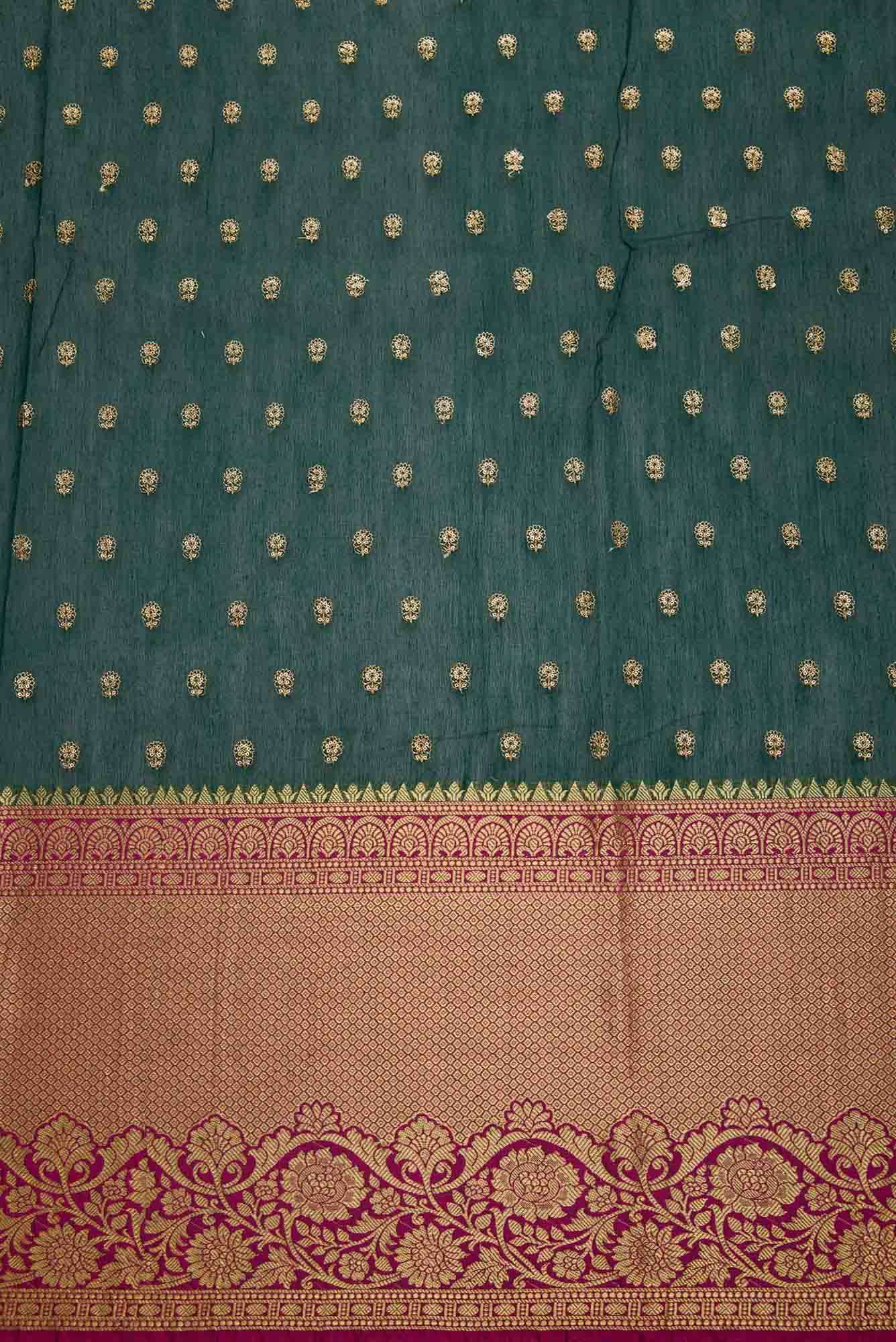 Bottle Green Chanderi Silk Dress Material