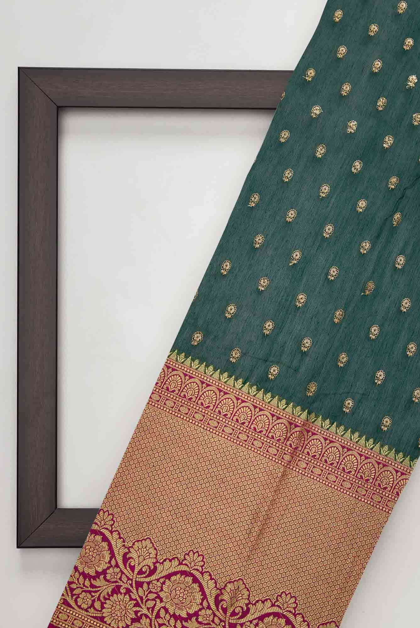 Bottle Green Chanderi Silk Dress Material