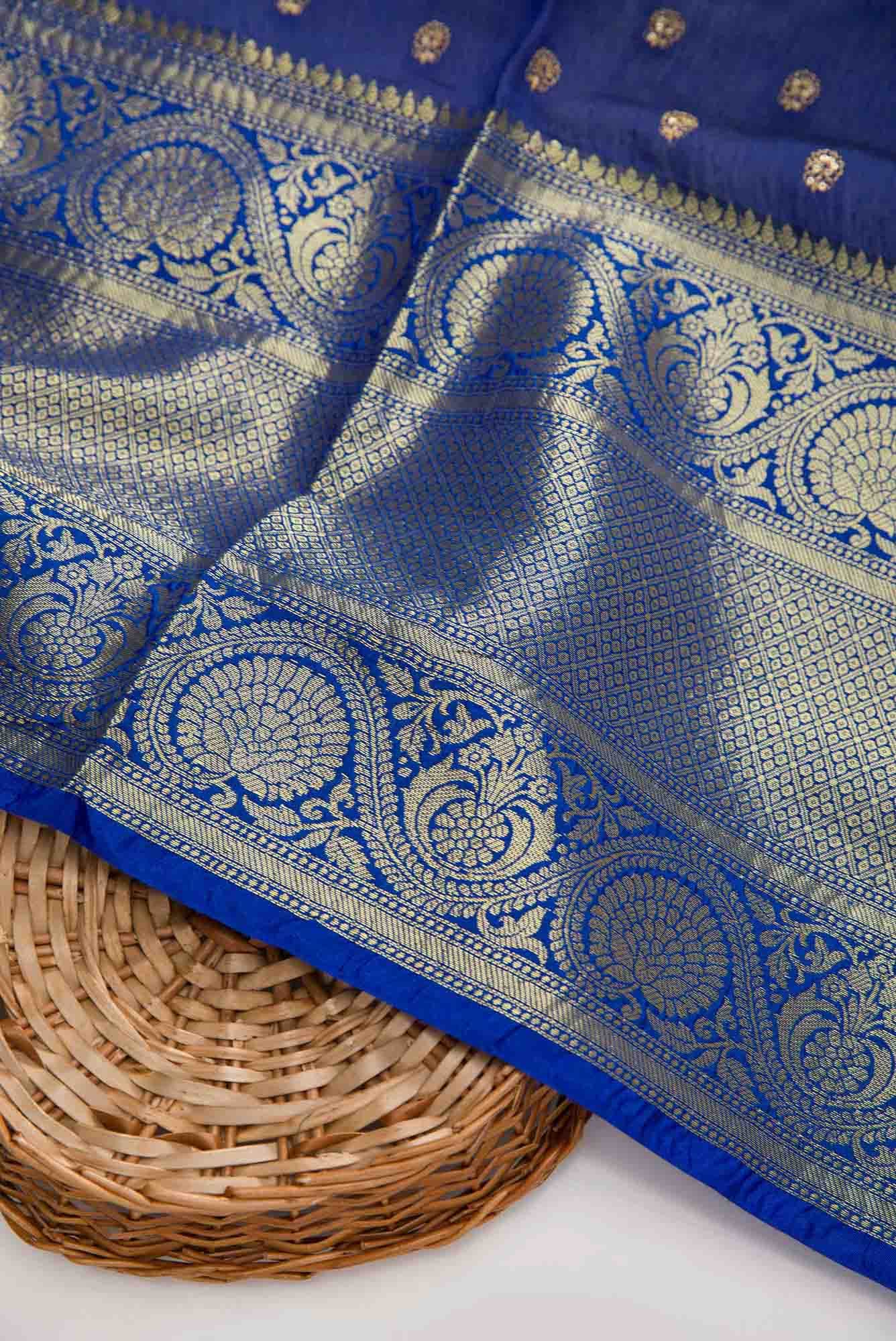 Royal Blue Chanderi Silk Dress Material