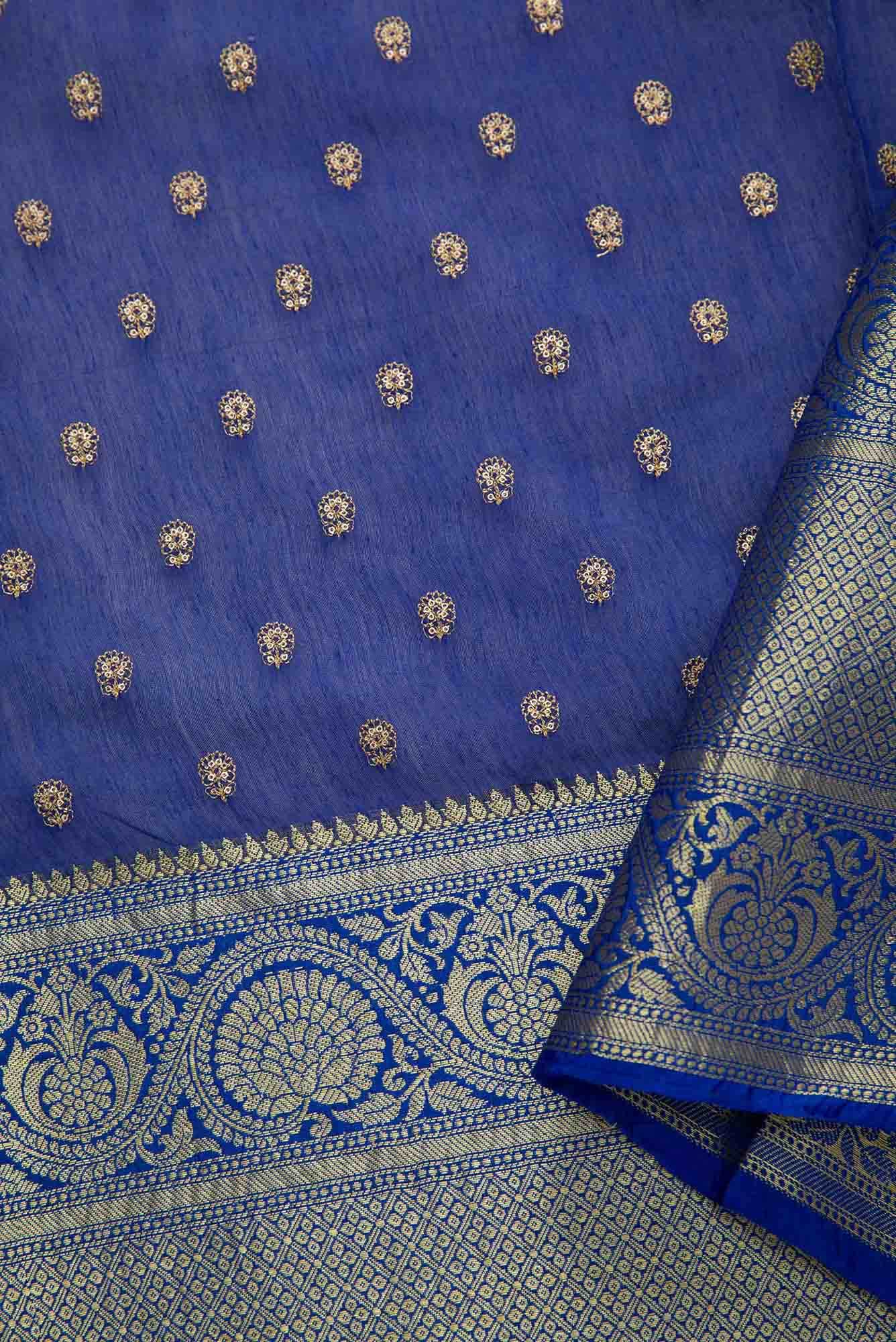 Royal Blue Chanderi Silk Dress Material