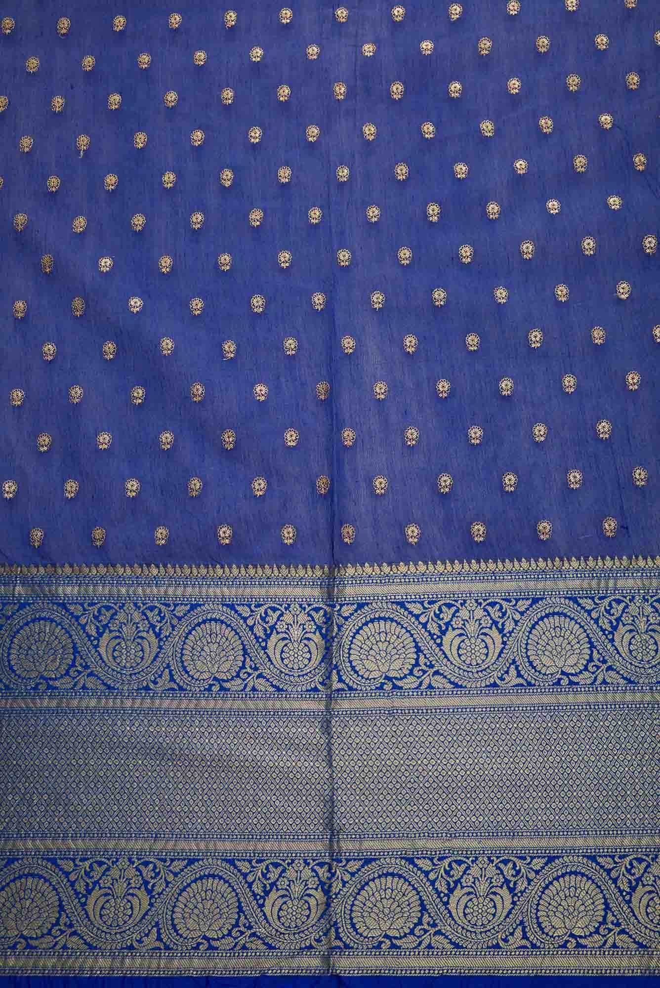 Royal Blue Chanderi Silk Dress Material