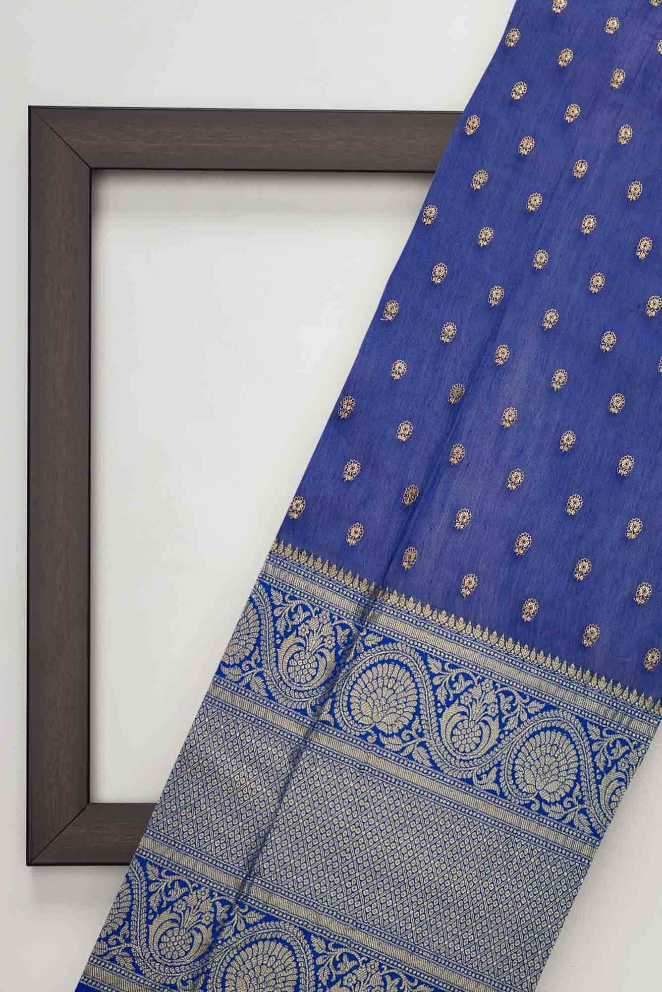 Royal Blue Chanderi Silk Dress Material