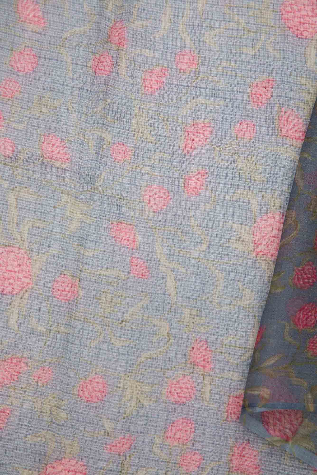 Grey Kota Silk Dress Material