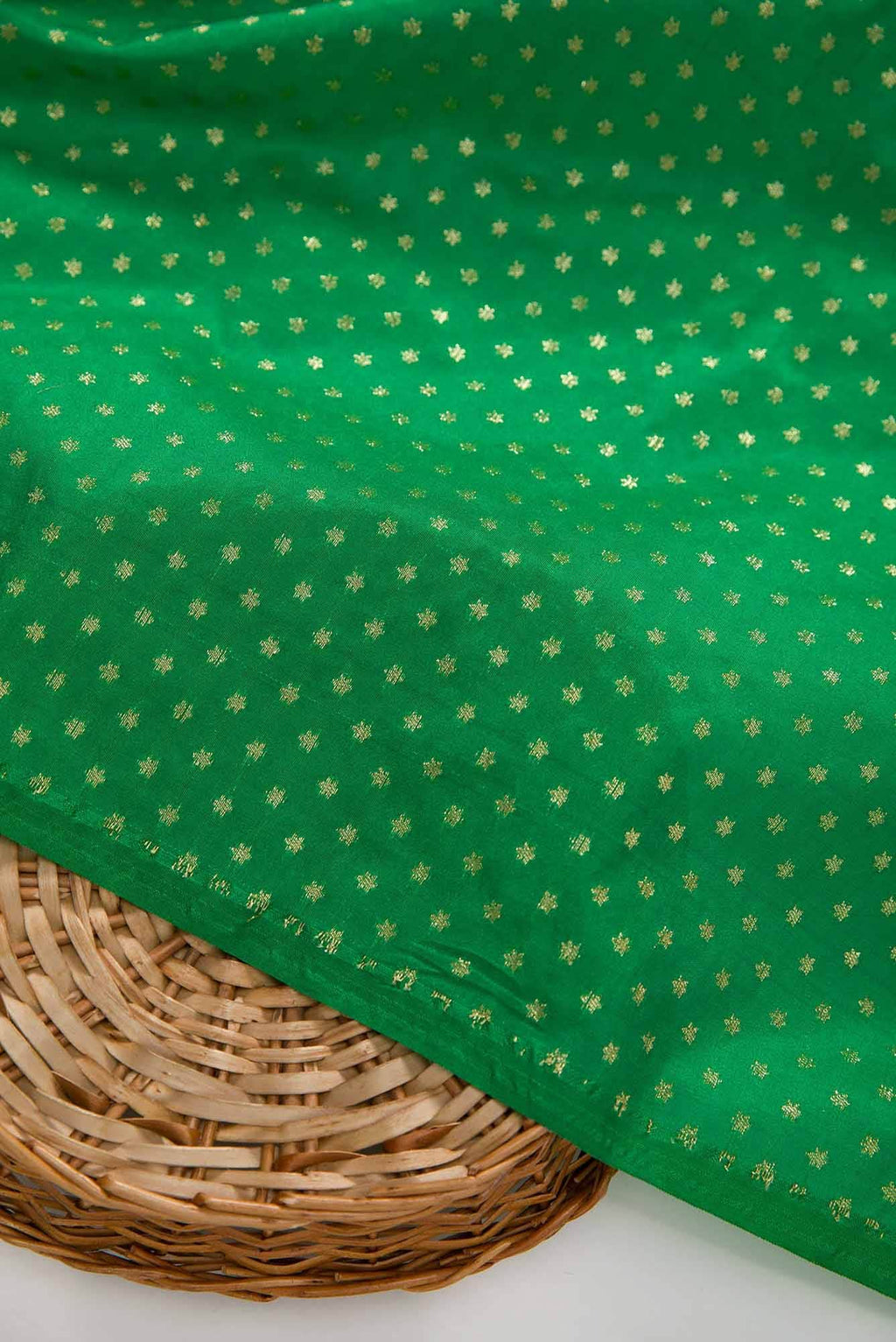 Green Blended Banarasi Silk Dress Material