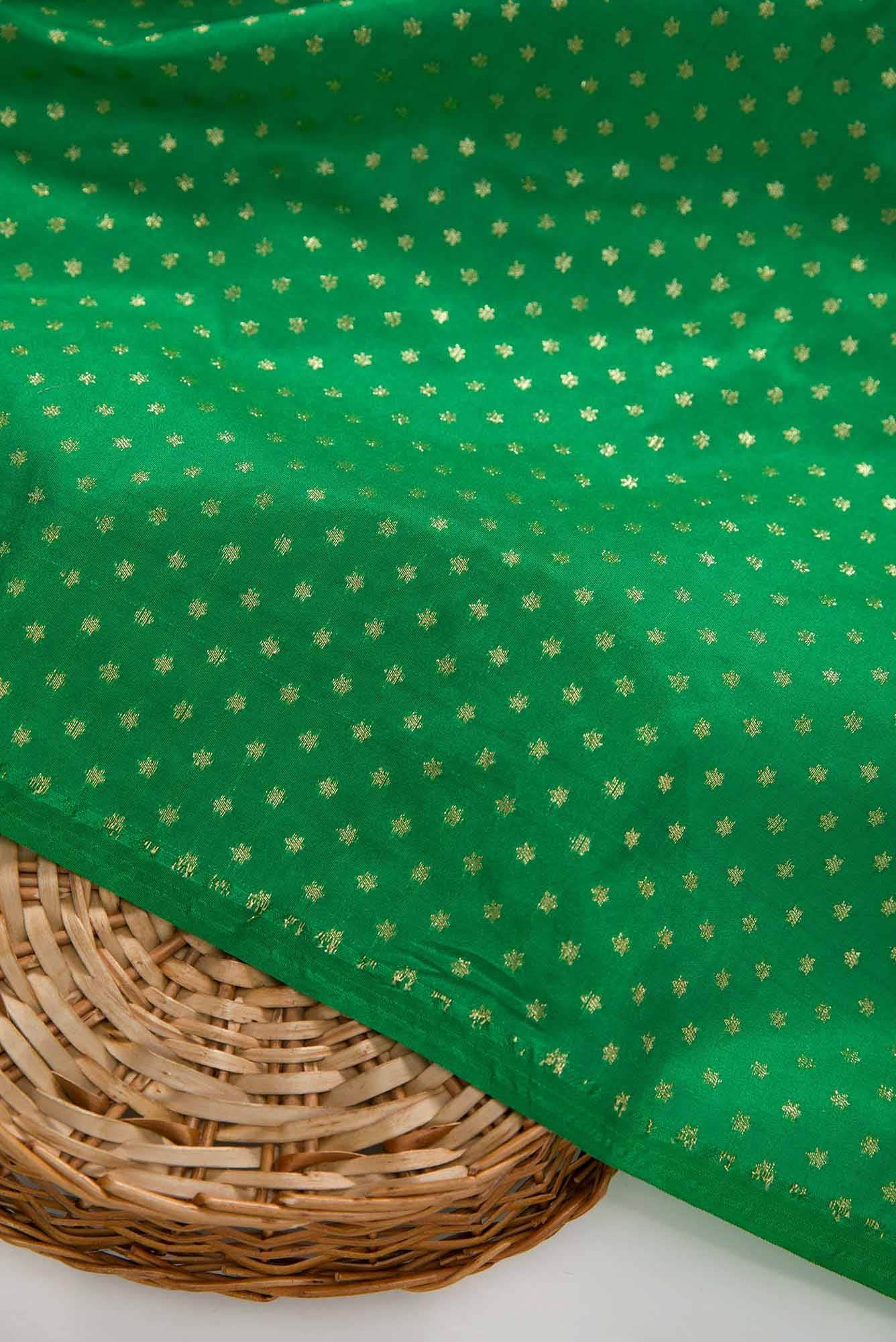Green Blended Banarasi Silk Dress Material