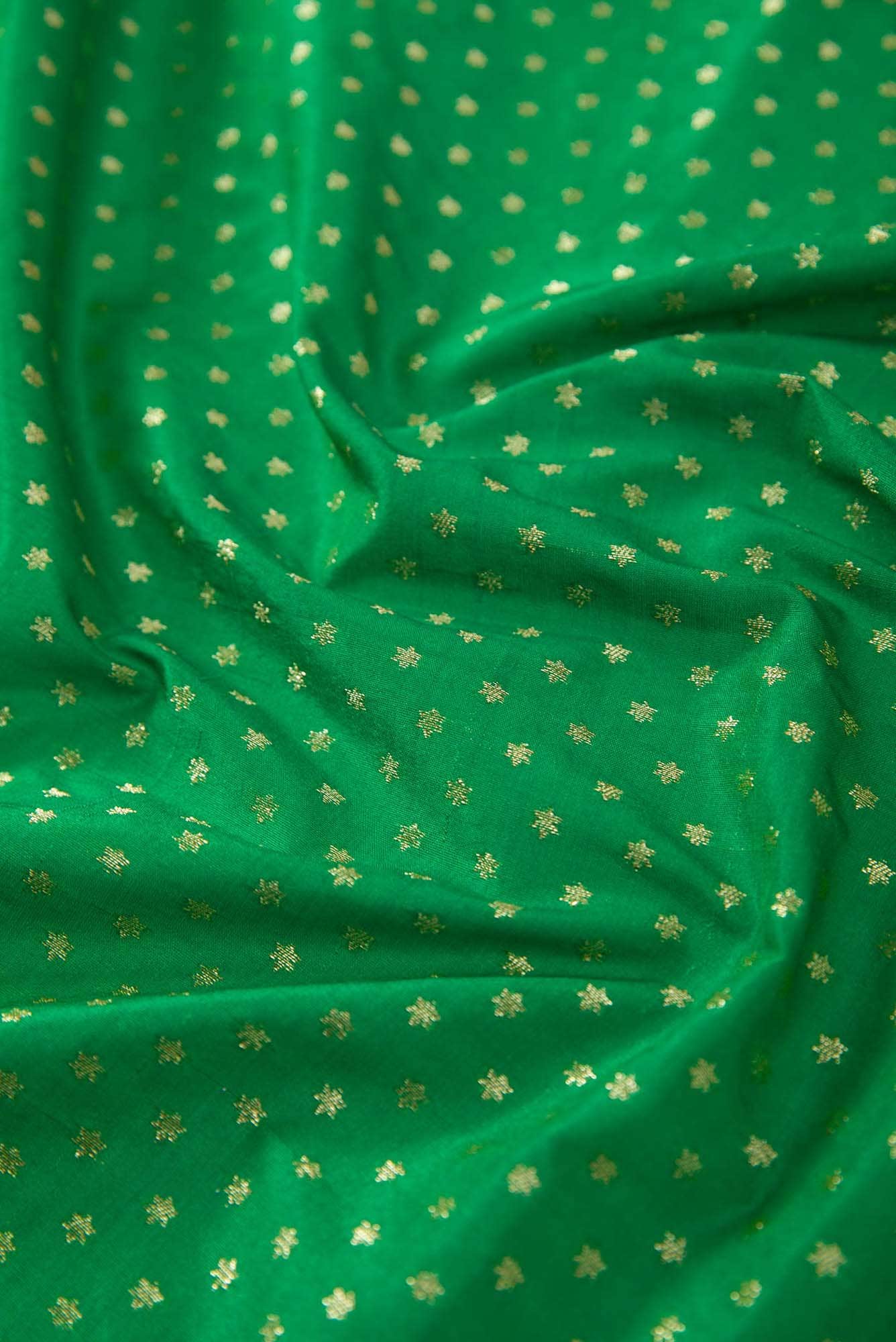 Green Blended Banarasi Silk Dress Material