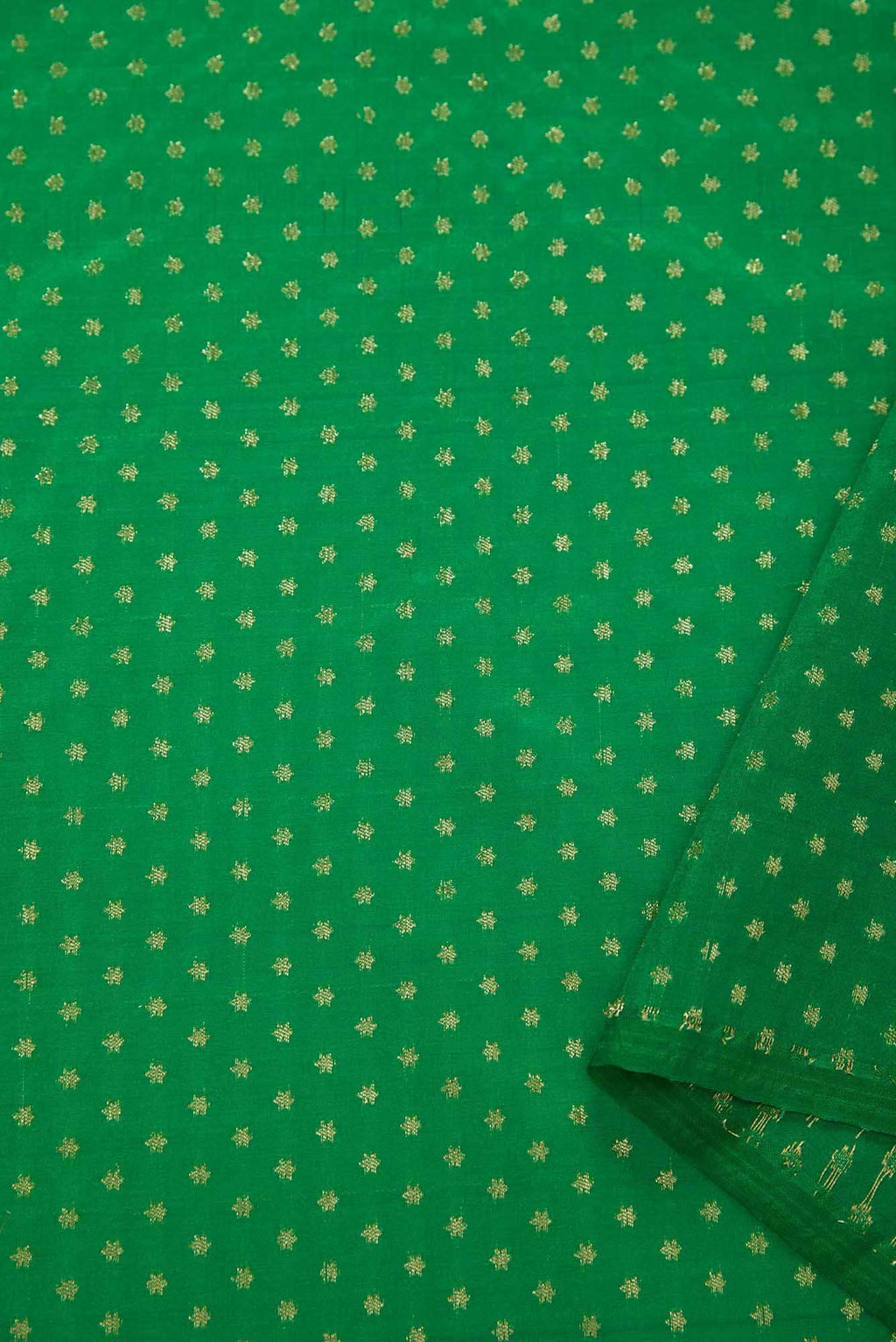 Green Blended Banarasi Silk Dress Material