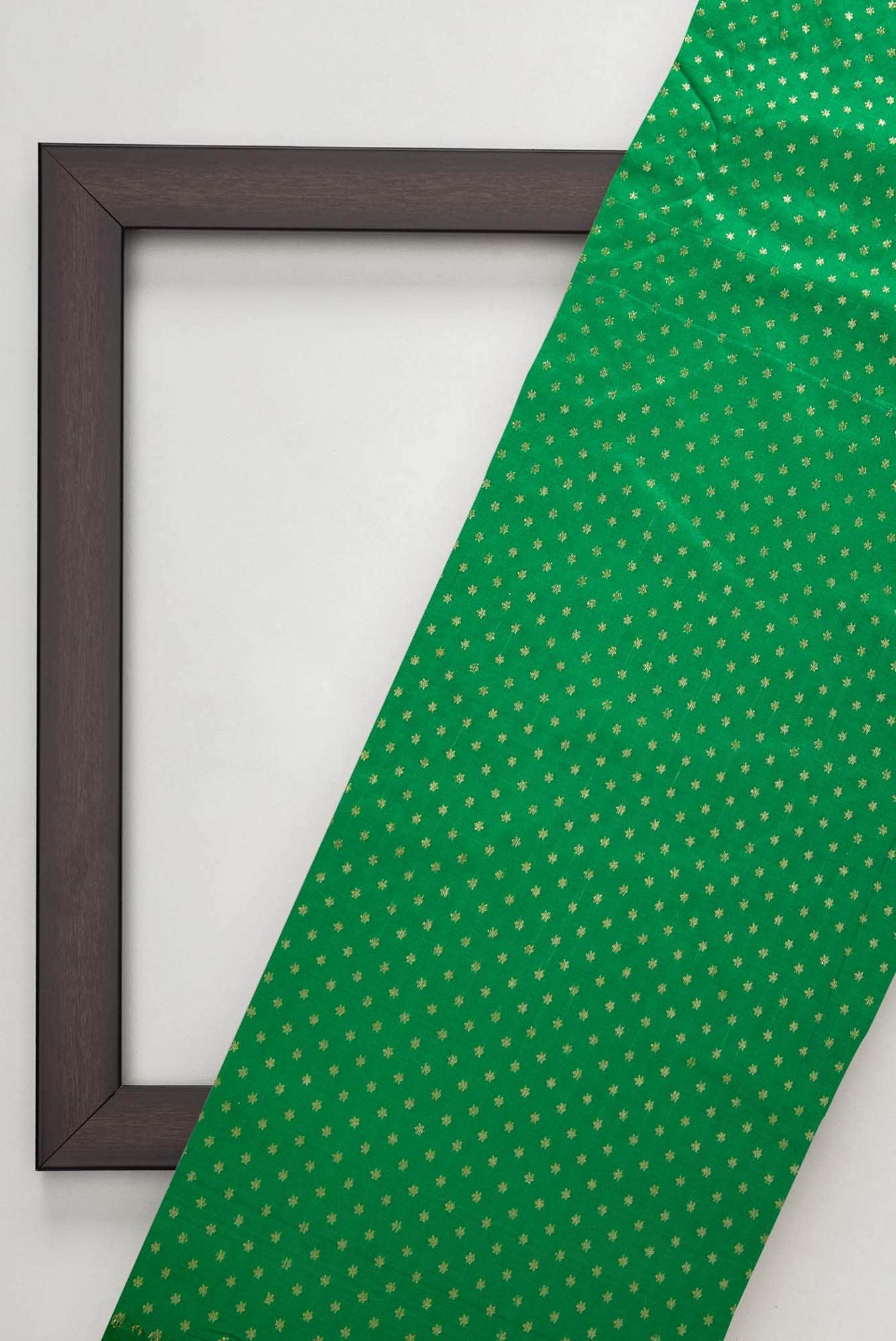 Green Blended Banarasi Silk Dress Material