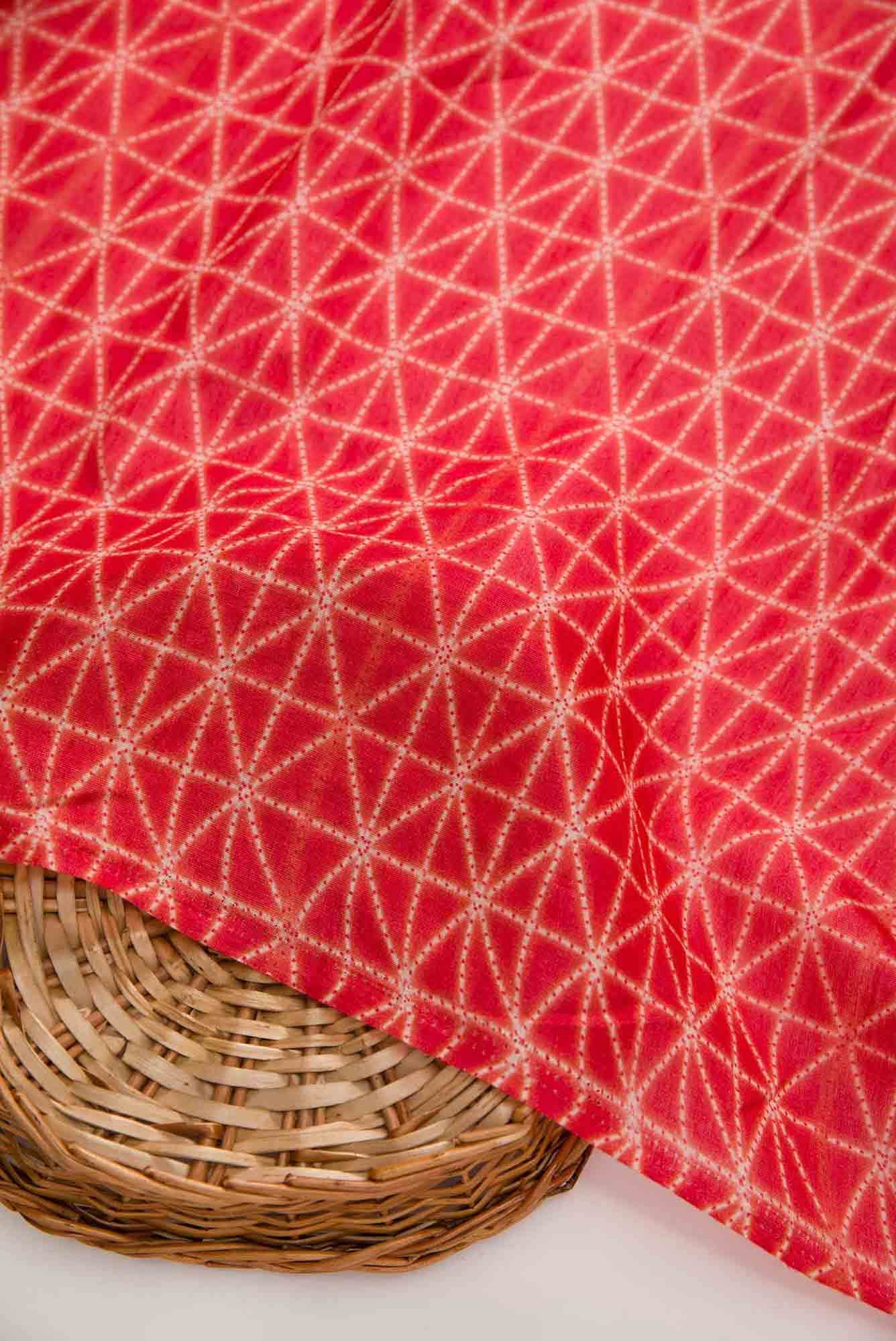 Red Assam Silk Dress Material