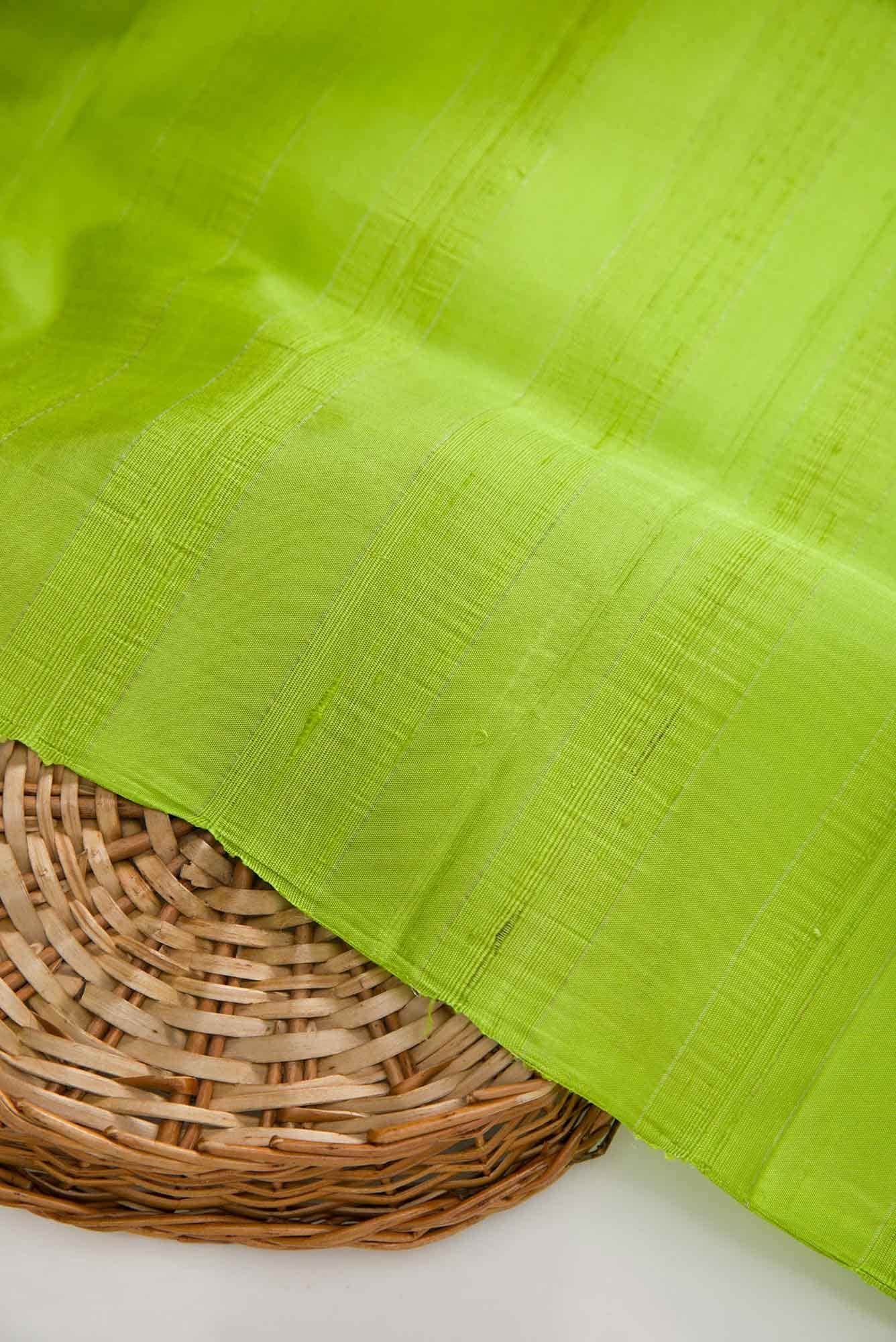 Parrot Green Kanchipuram Silk Dress Material