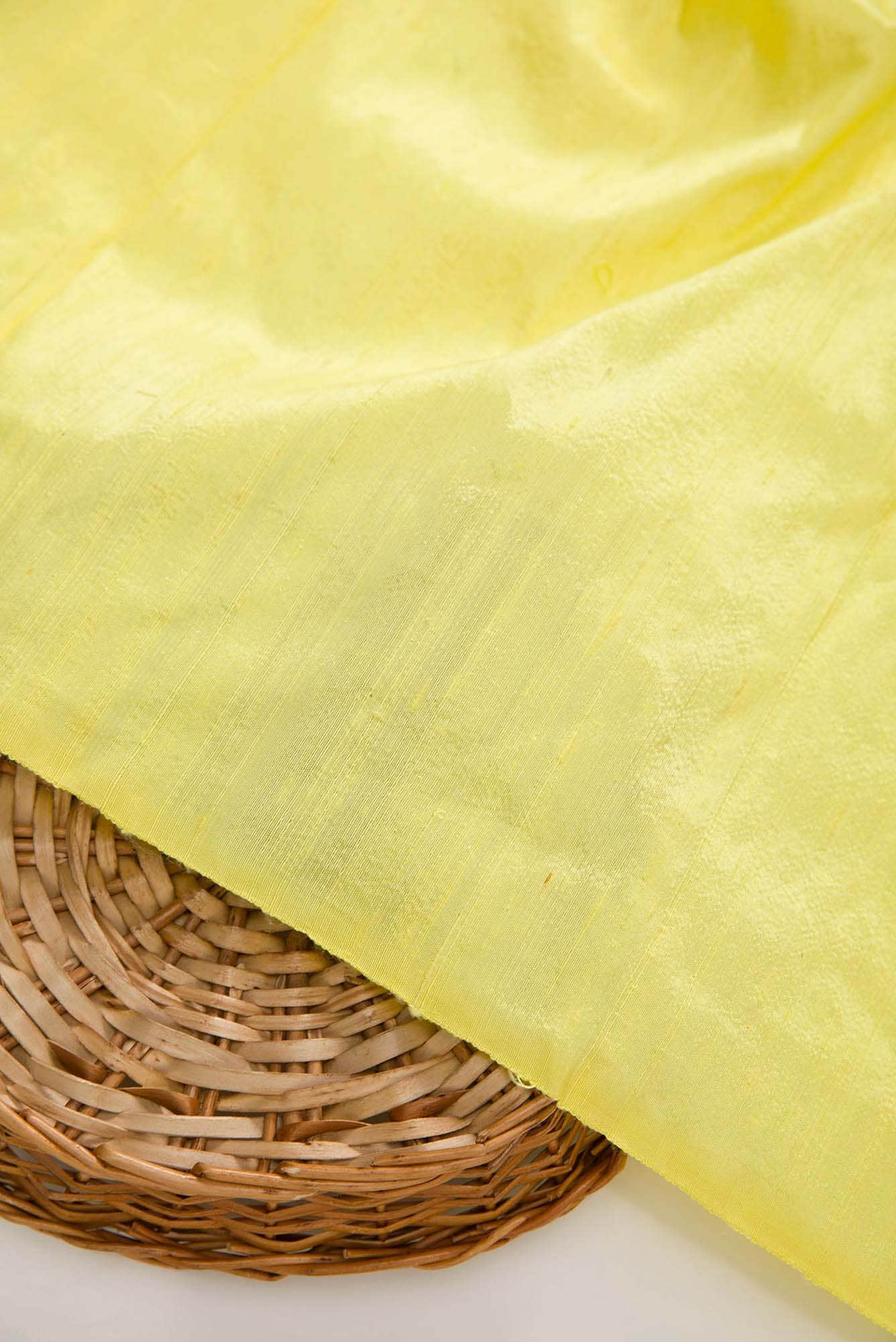 Lemon Yellow Raw Silk Dress Material