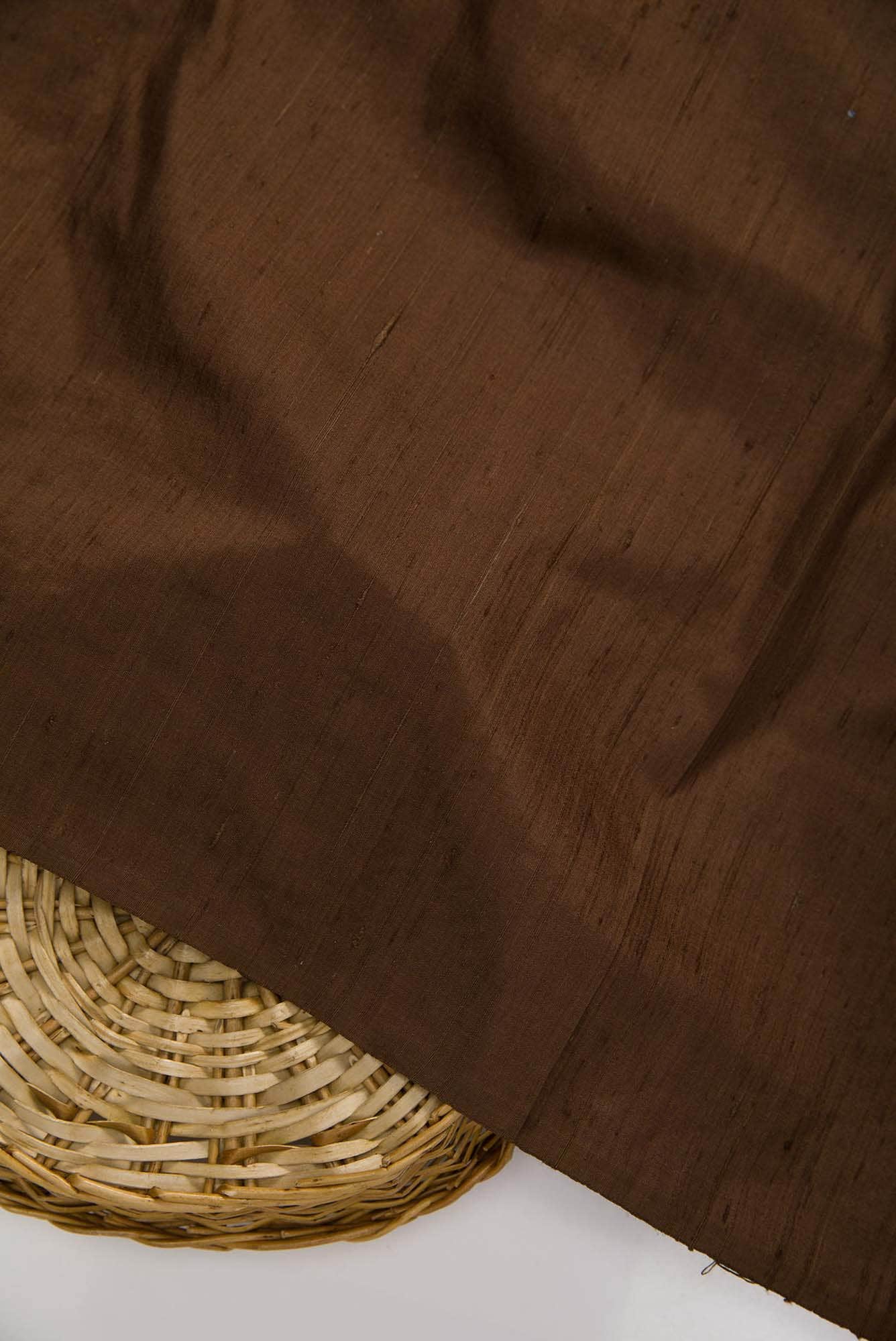 Brown Raw Silk Dress Material