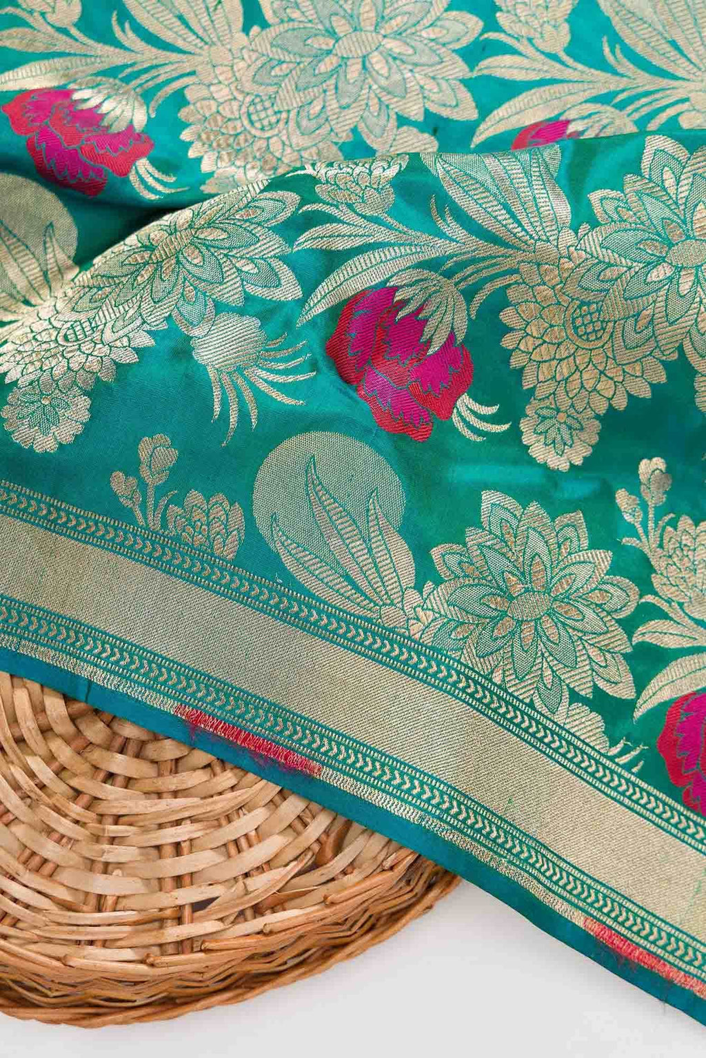 Green Banarasi Silk Dress Material