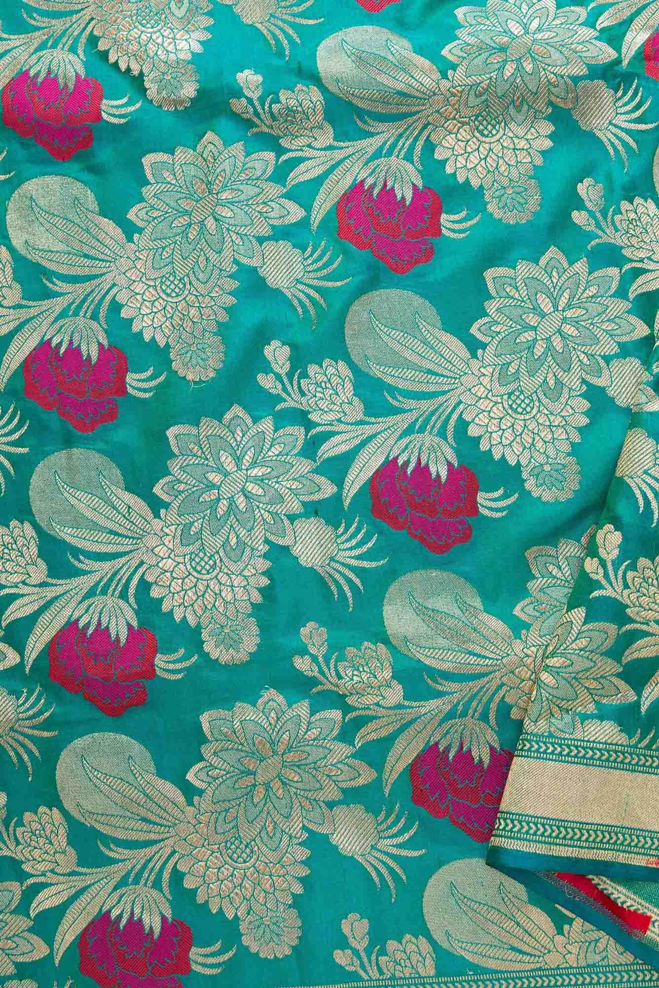 Green Banarasi Silk Dress Material