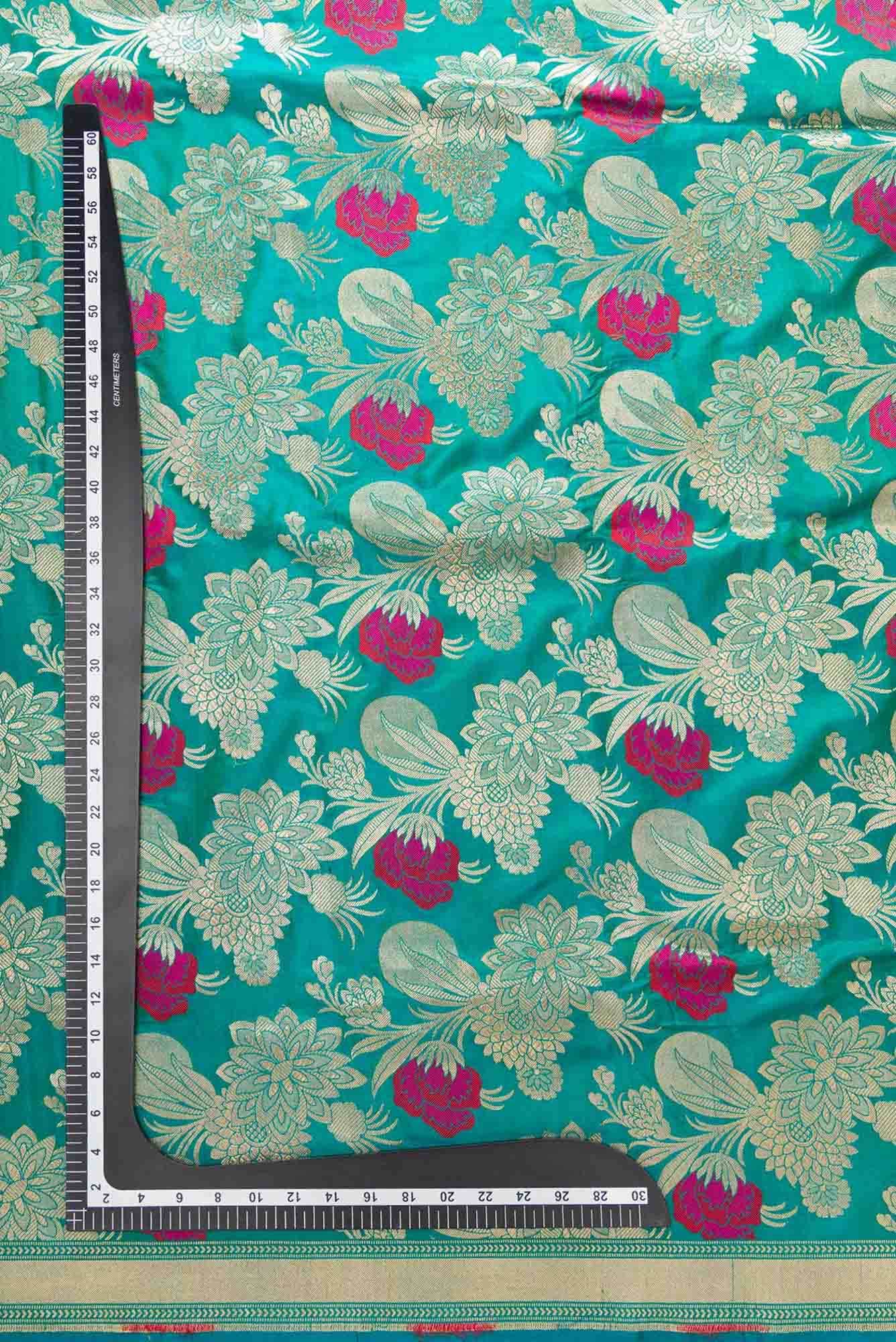 Green Banarasi Silk Dress Material
