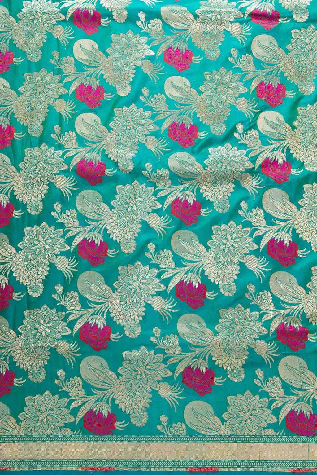Green Banarasi Silk Dress Material