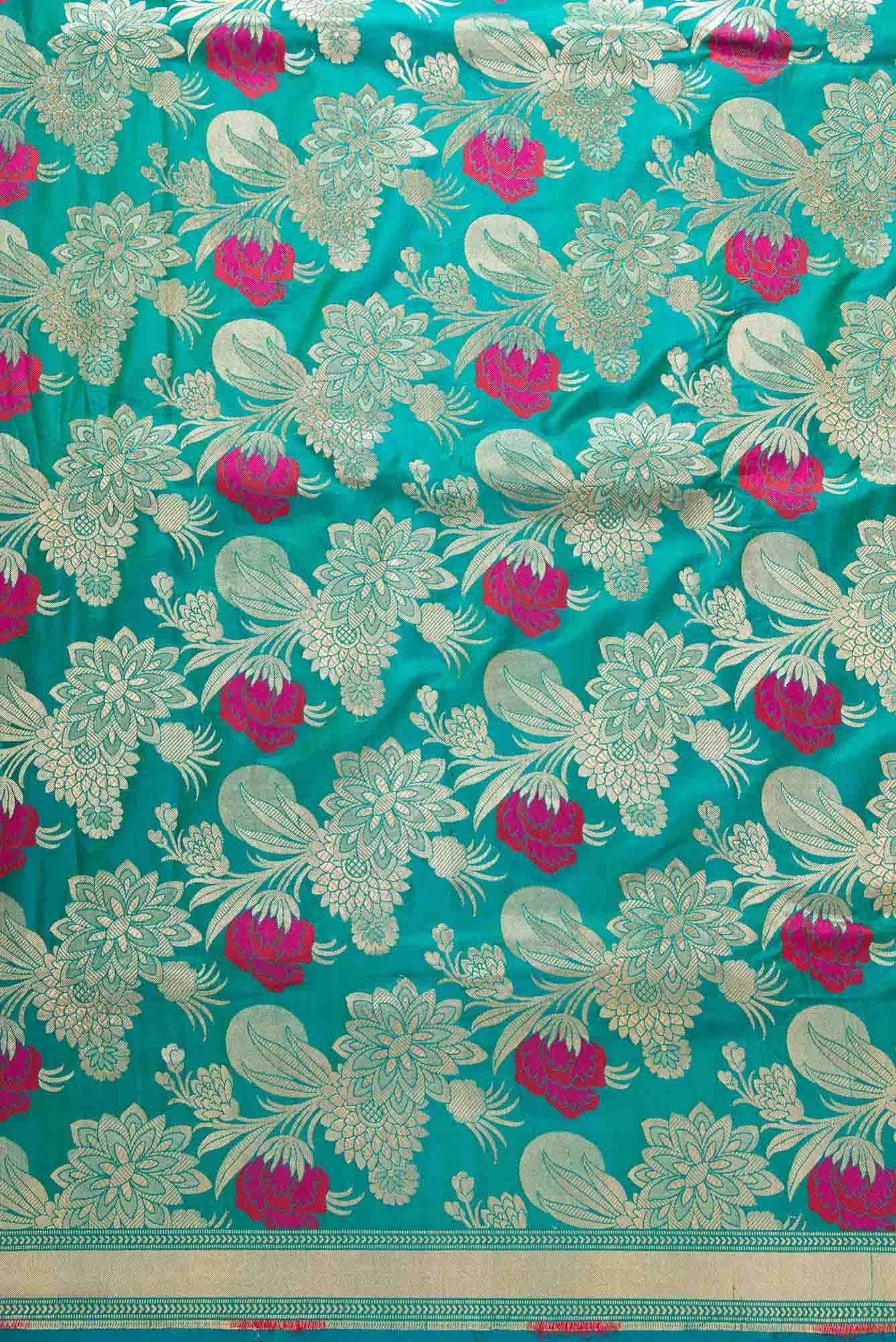Green Banarasi Silk Dress Material