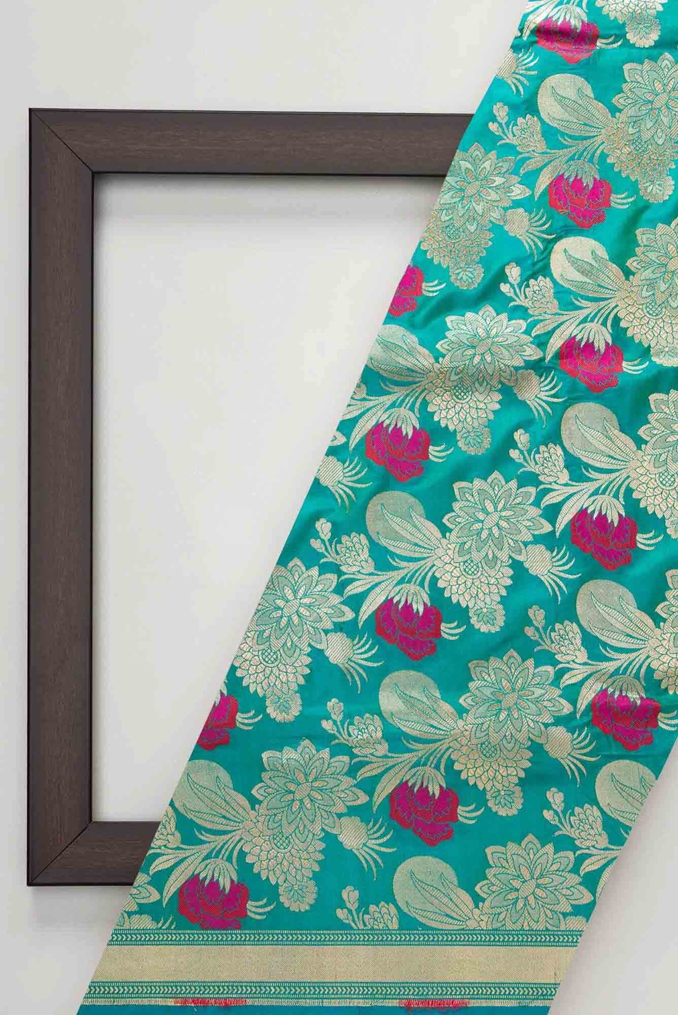 Green Banarasi Silk Dress Material